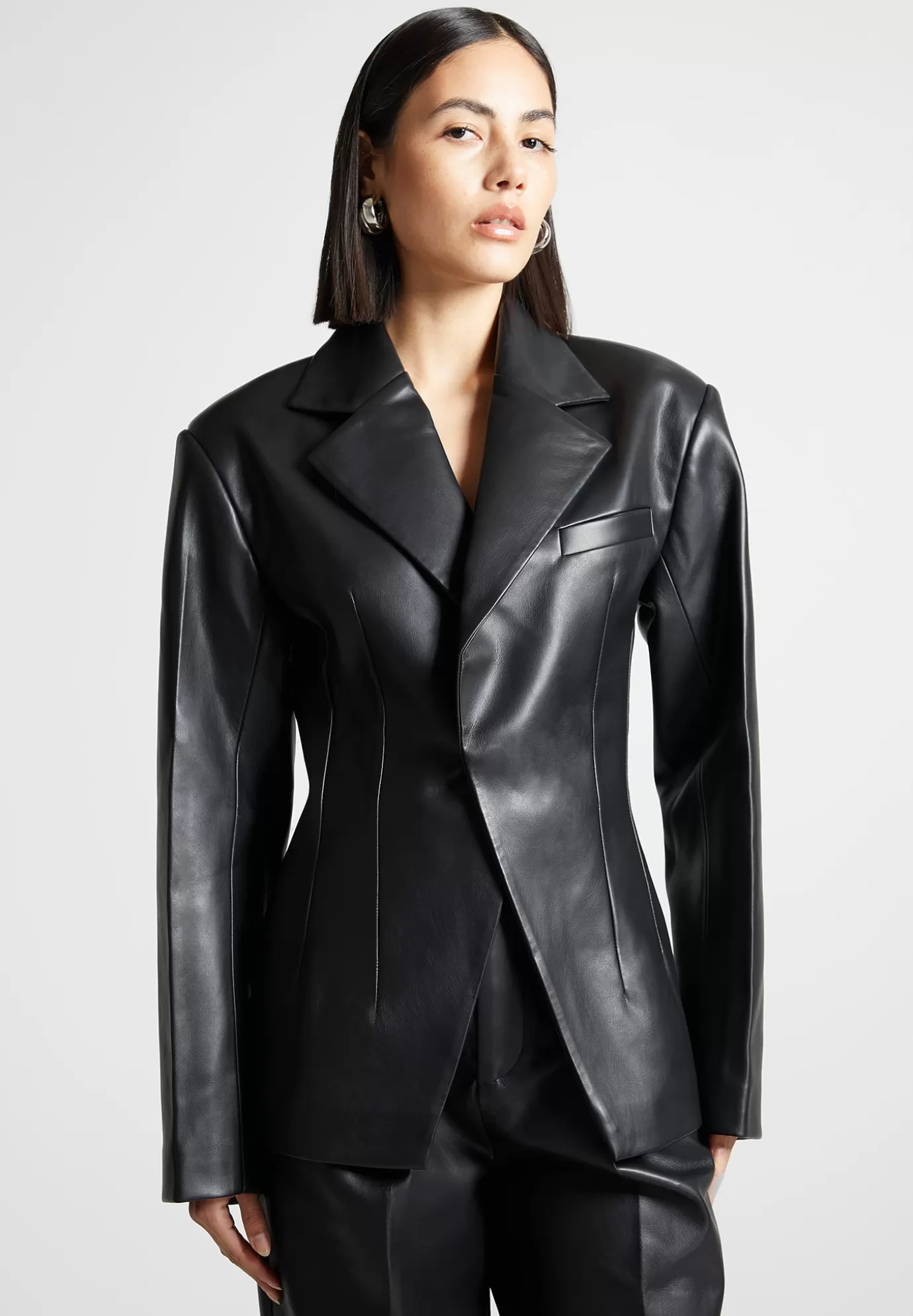 Cheap Leather Double Breasted Blazer - Suits