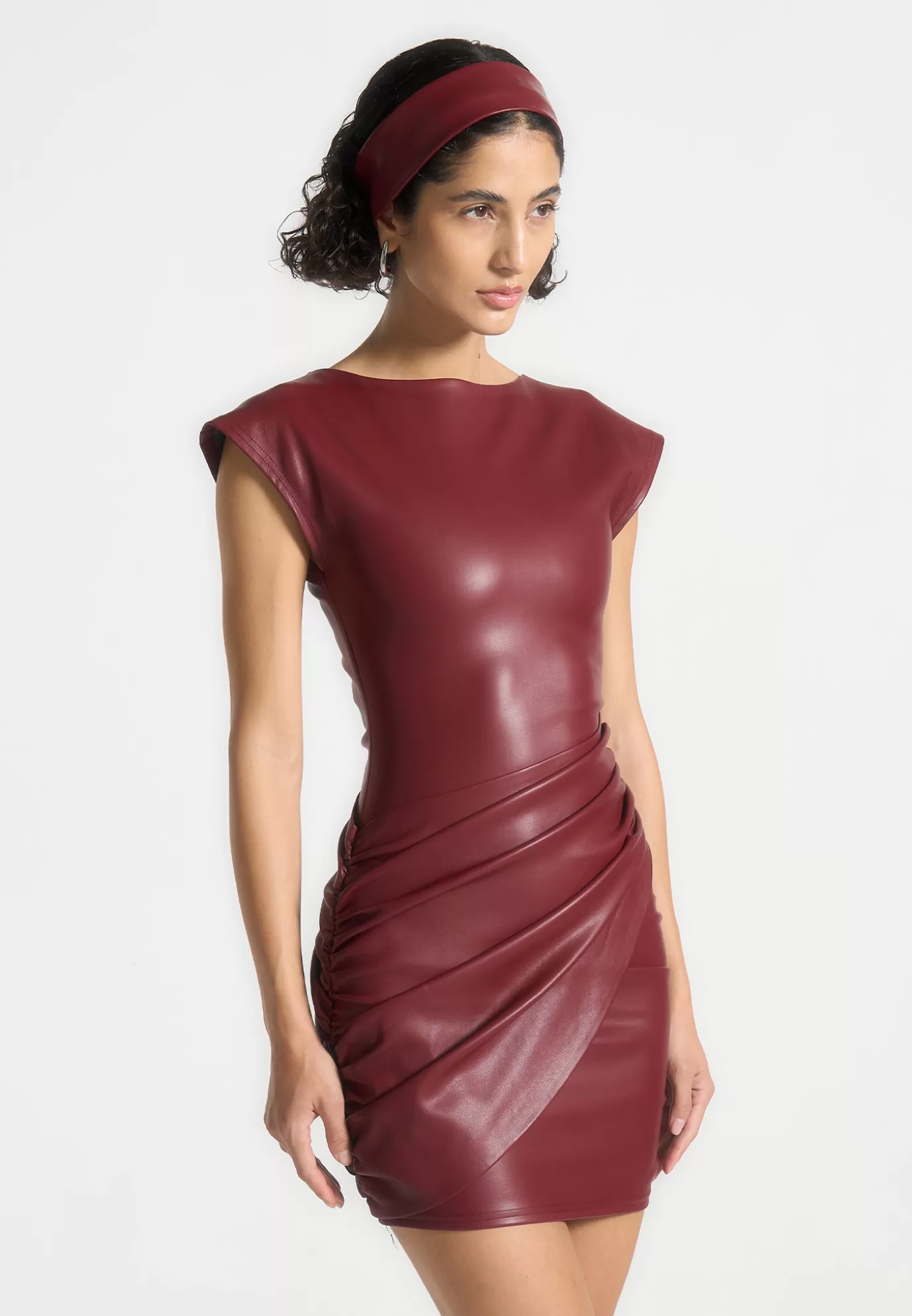 Best Leather Gathe Dress - Wine Dresses