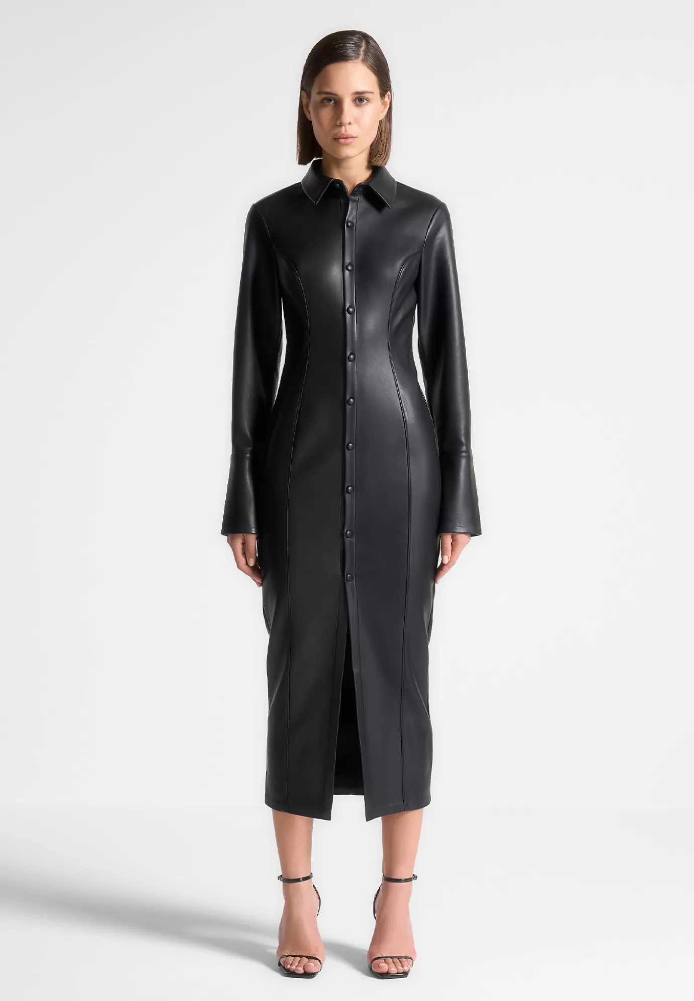 Shop Leather Midaxi Shirt Dress - Dresses