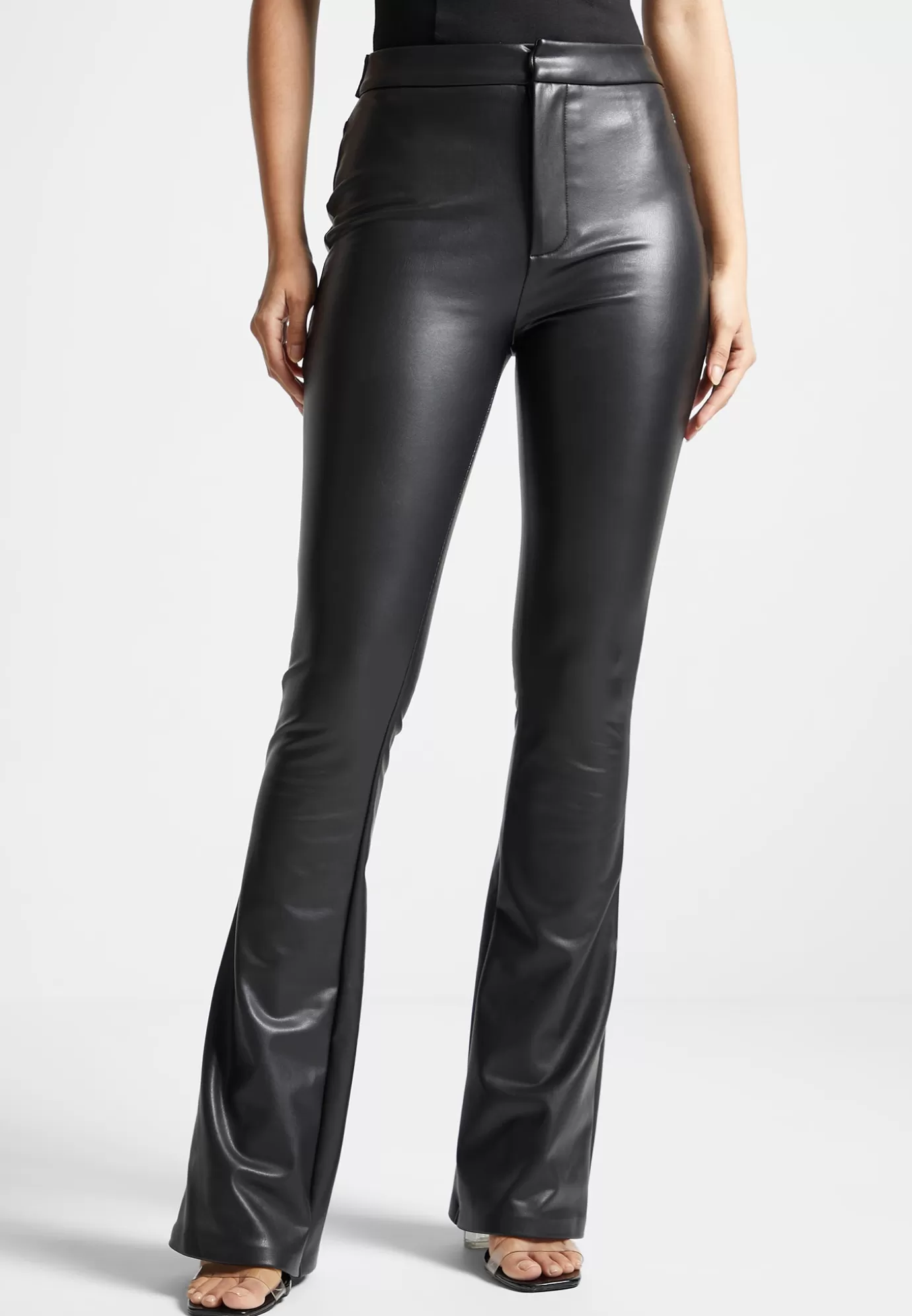 Fashion Leather Mini Flared Leggings - Leggings