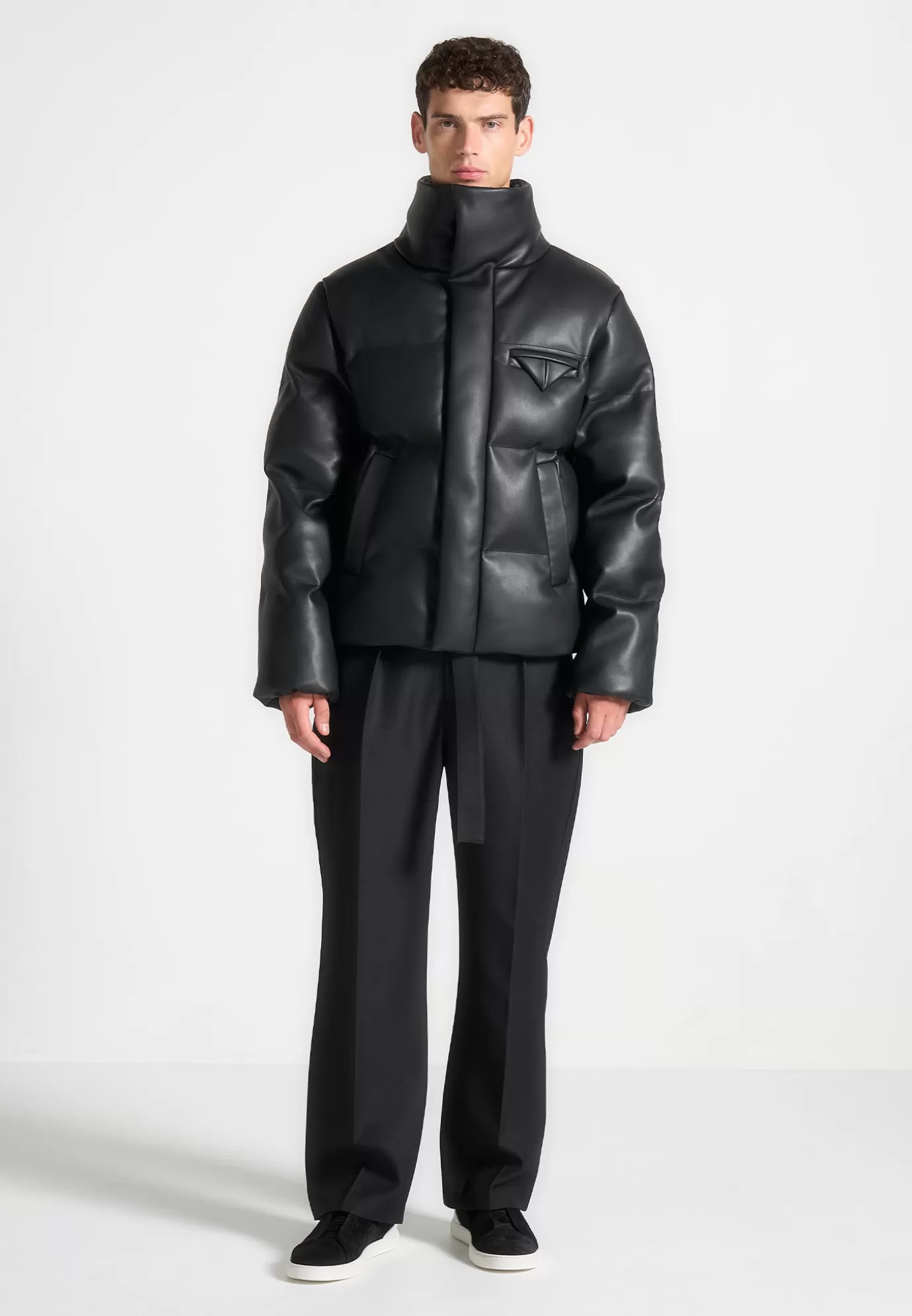 Online Leather Puffer Jacket - Outerwear