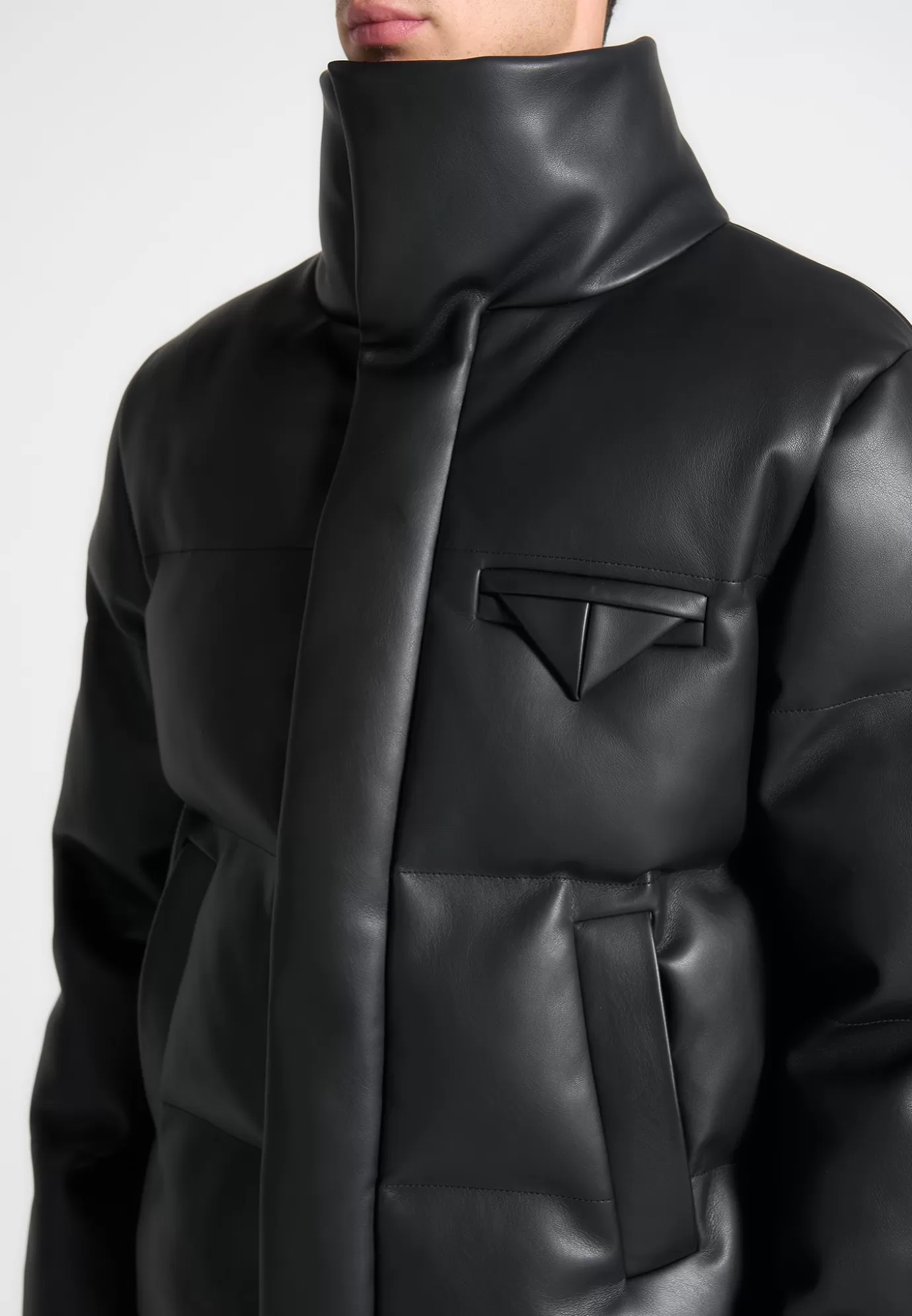 Online Leather Puffer Jacket - Outerwear