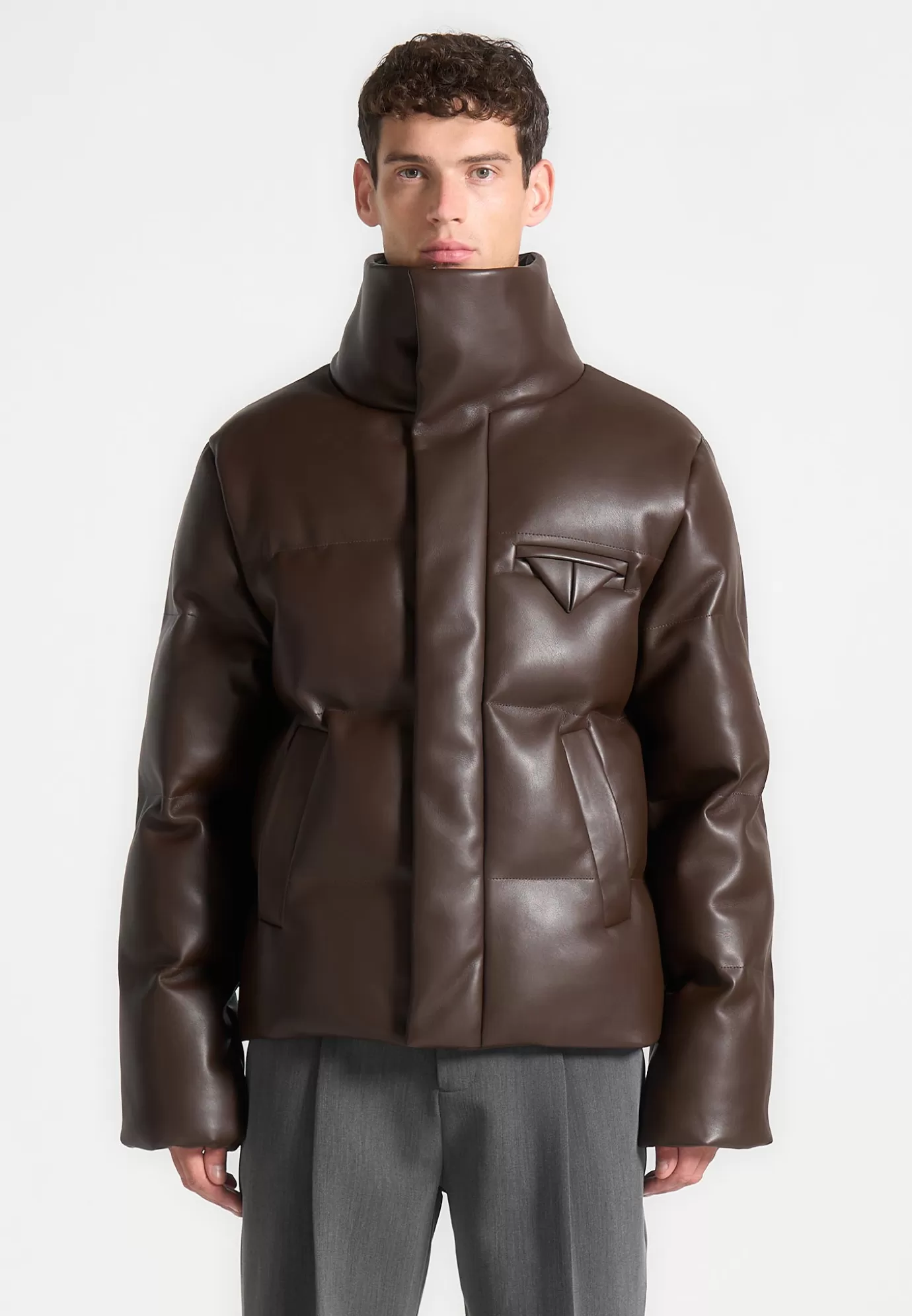 Store Leather Puffer Jacket - Outerwear