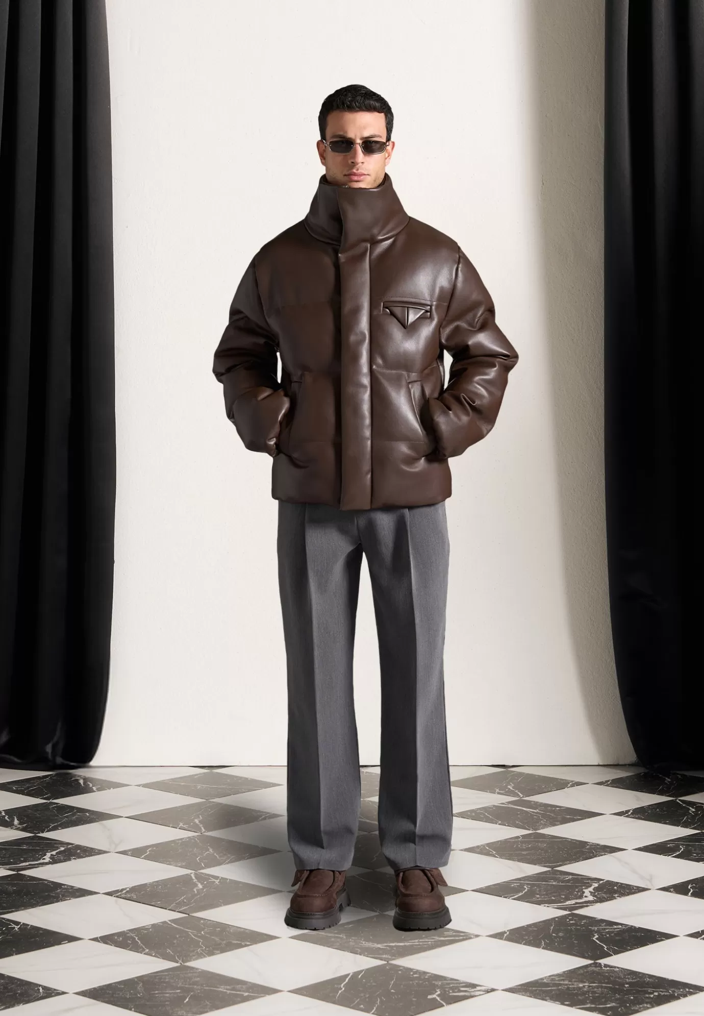 Store Leather Puffer Jacket - Outerwear