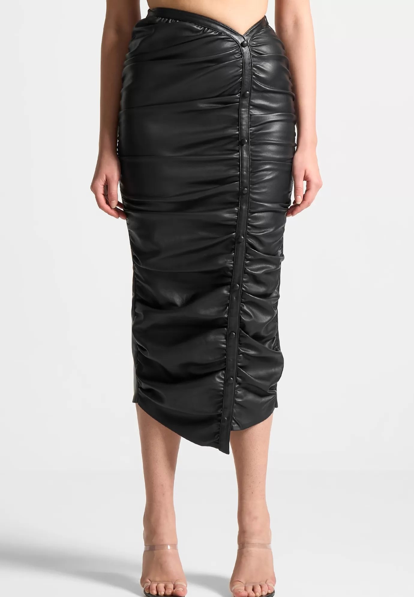 Discount Leather Ruched Midaxi Skirt - Skirts