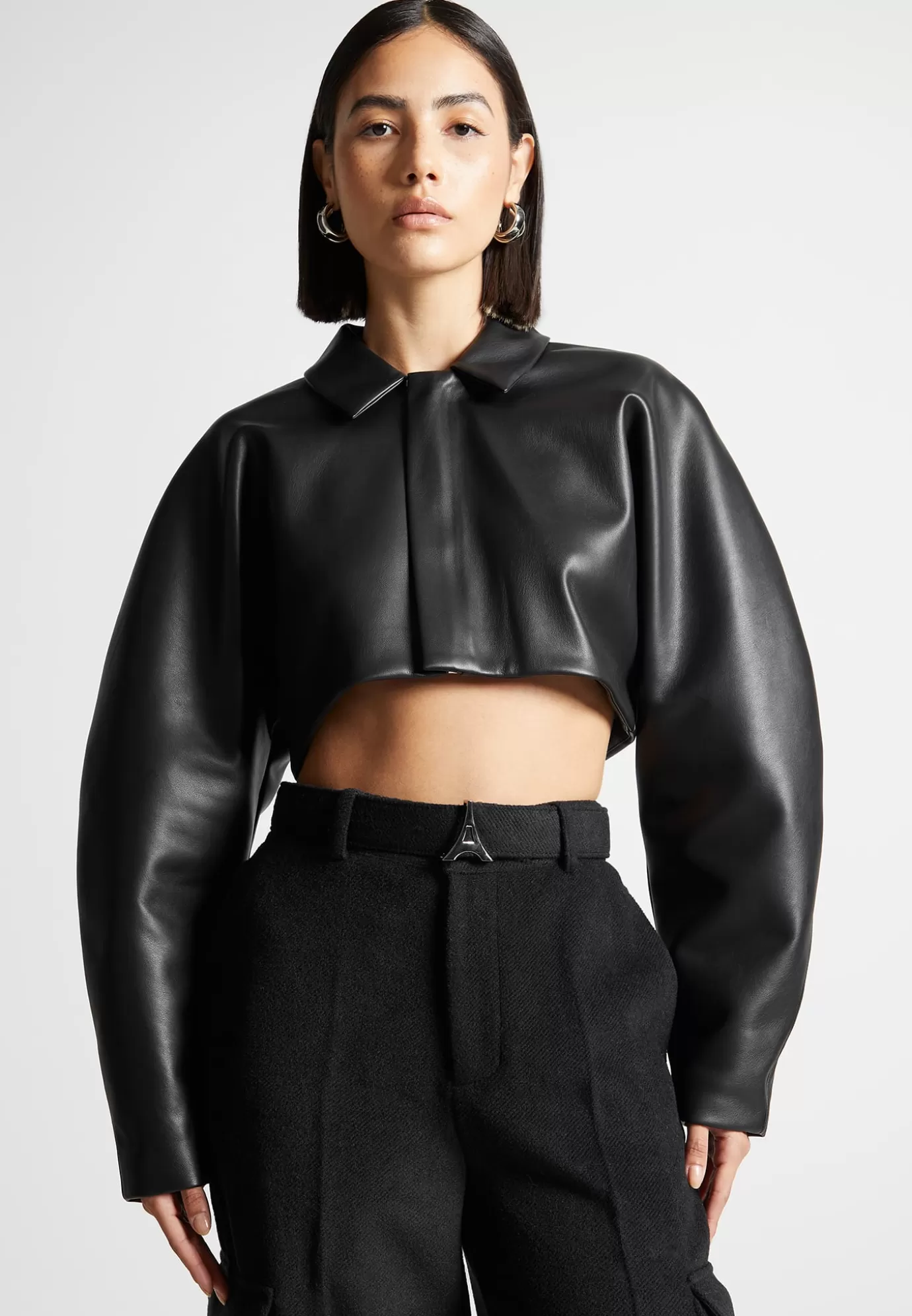 Outlet Leather Super Cropped Jacket  - Jackets