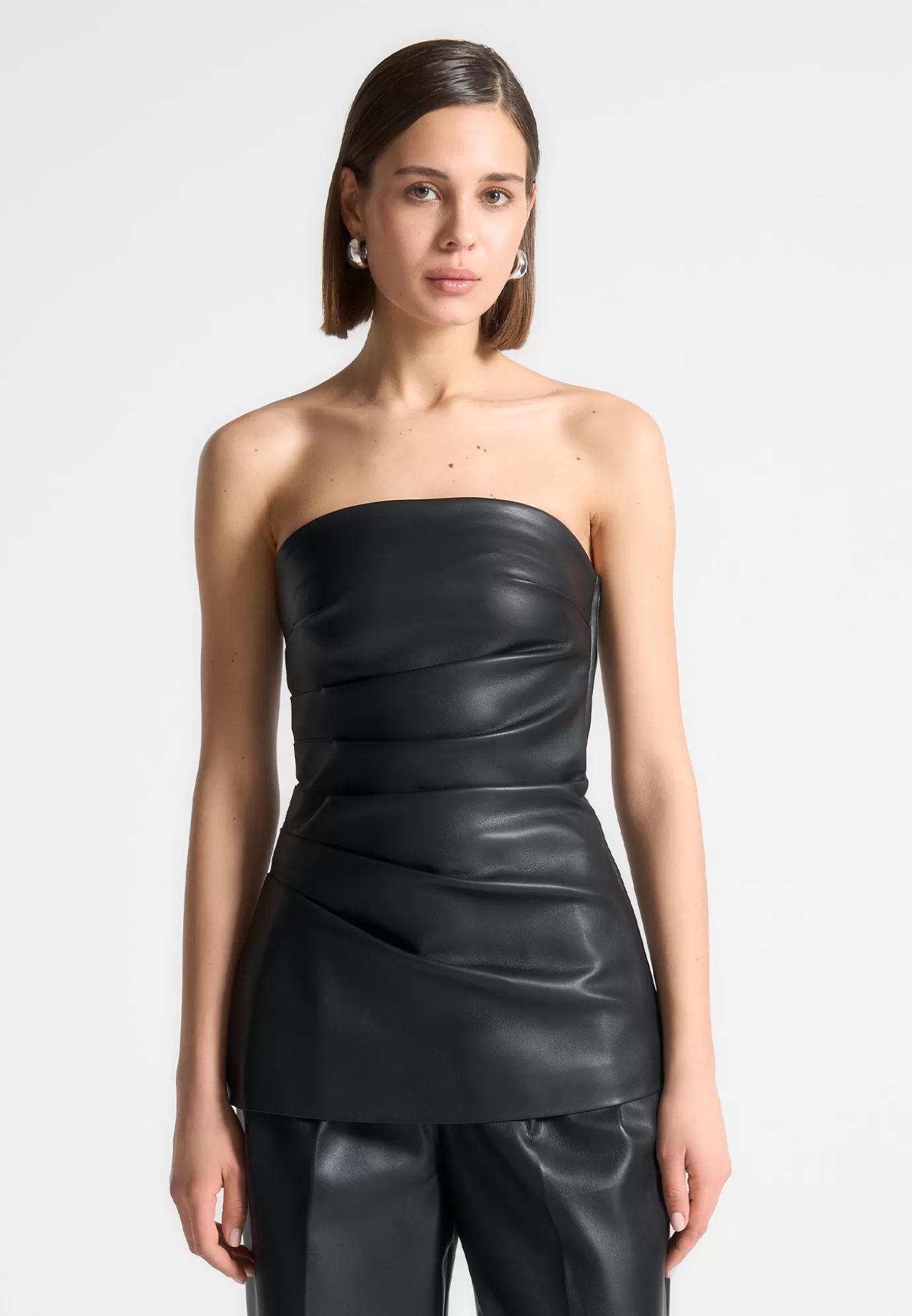 Shop Leather Tacked Longline Bandeau Top - Tops & T Shirts