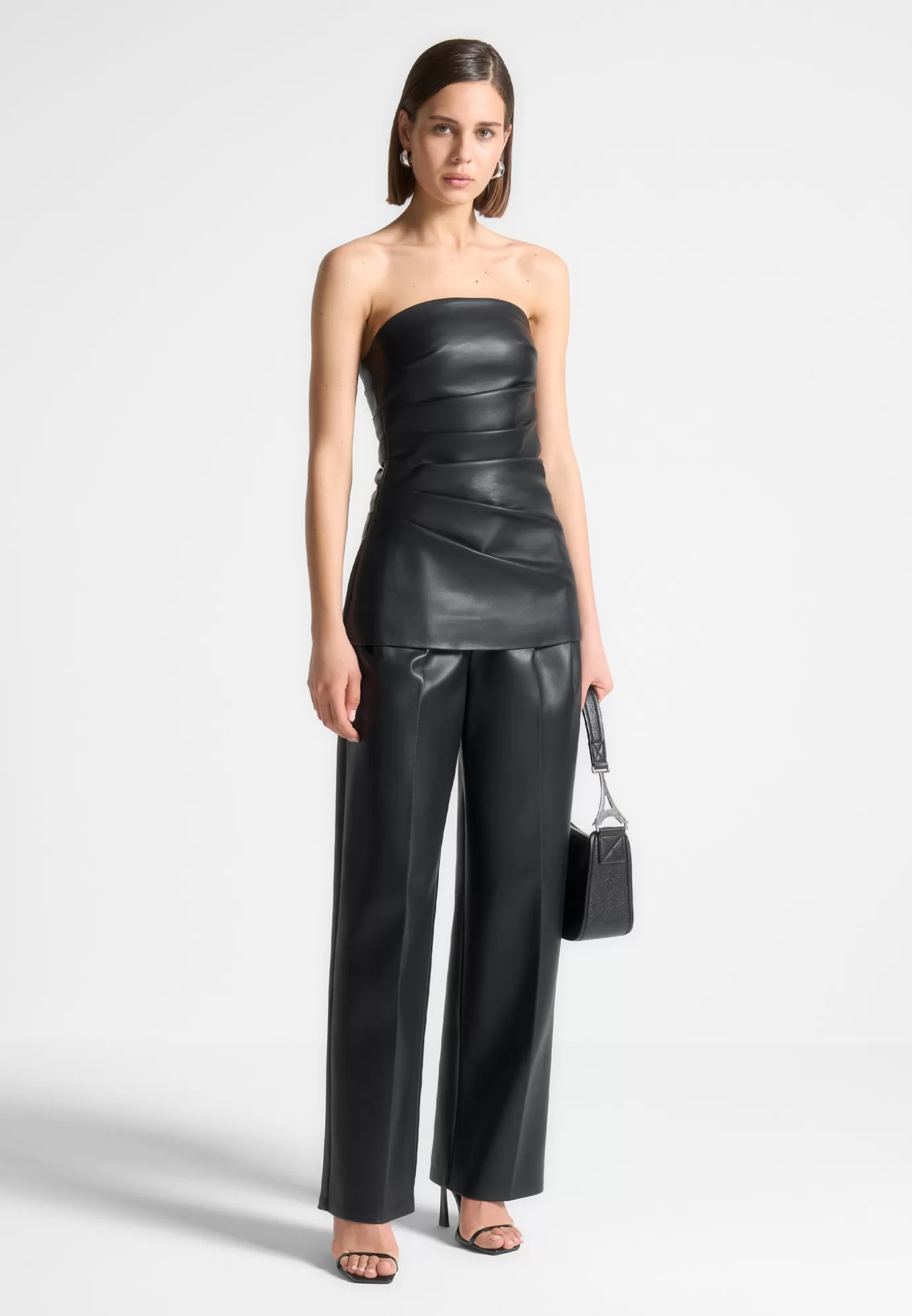 Shop Leather Tacked Longline Bandeau Top - Tops & T Shirts