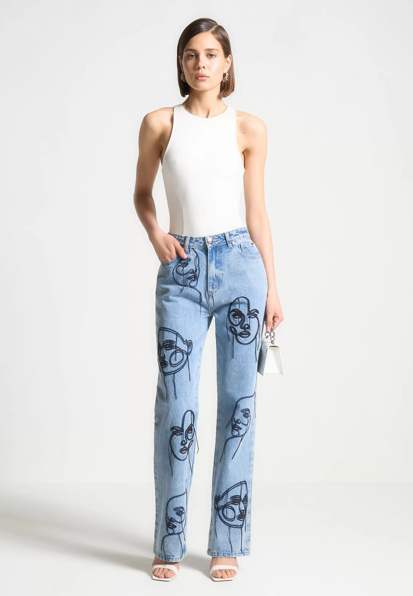 Sale Line Art Boyfriend Jeans - Mid Jeans