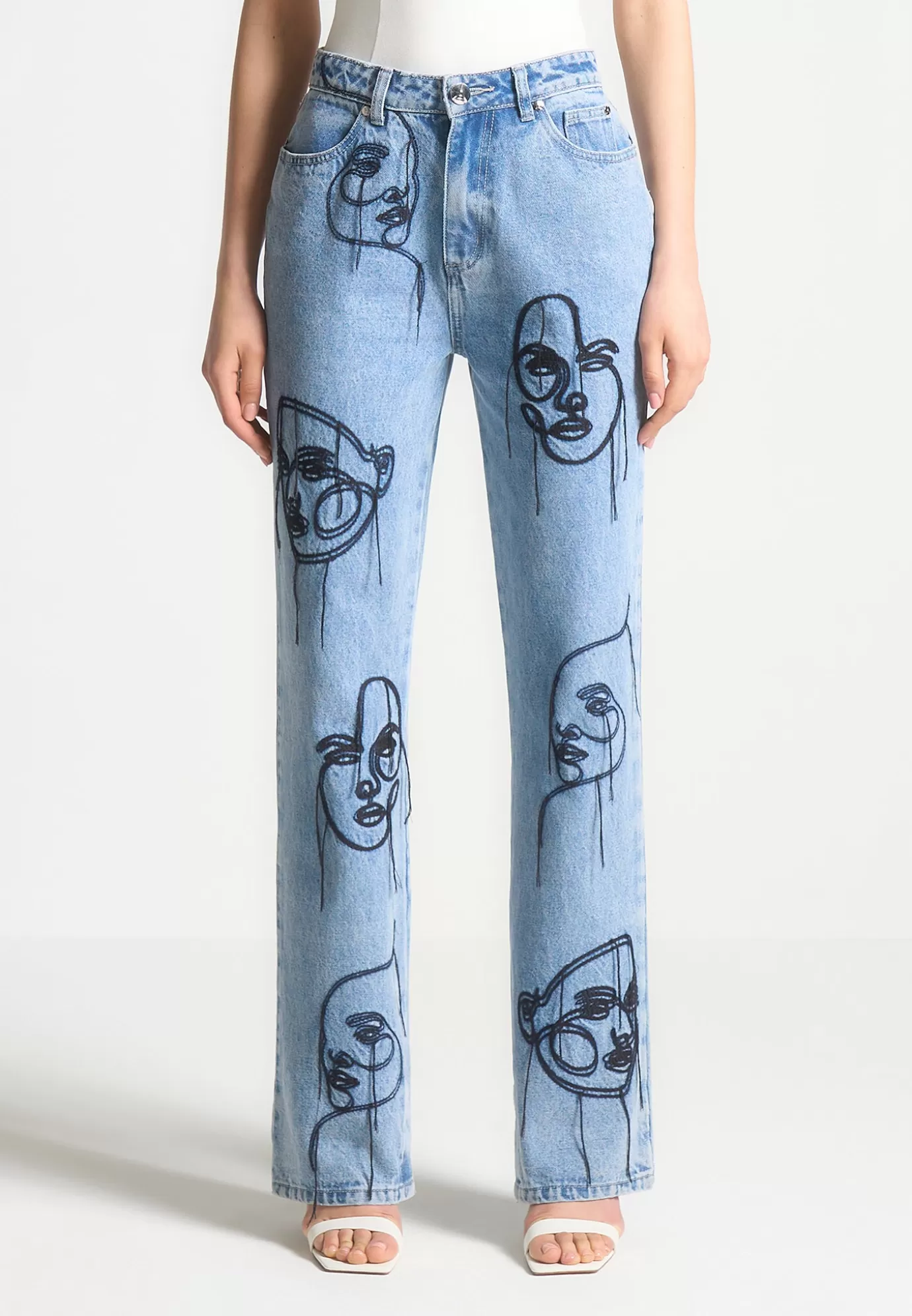 Sale Line Art Boyfriend Jeans - Mid Jeans