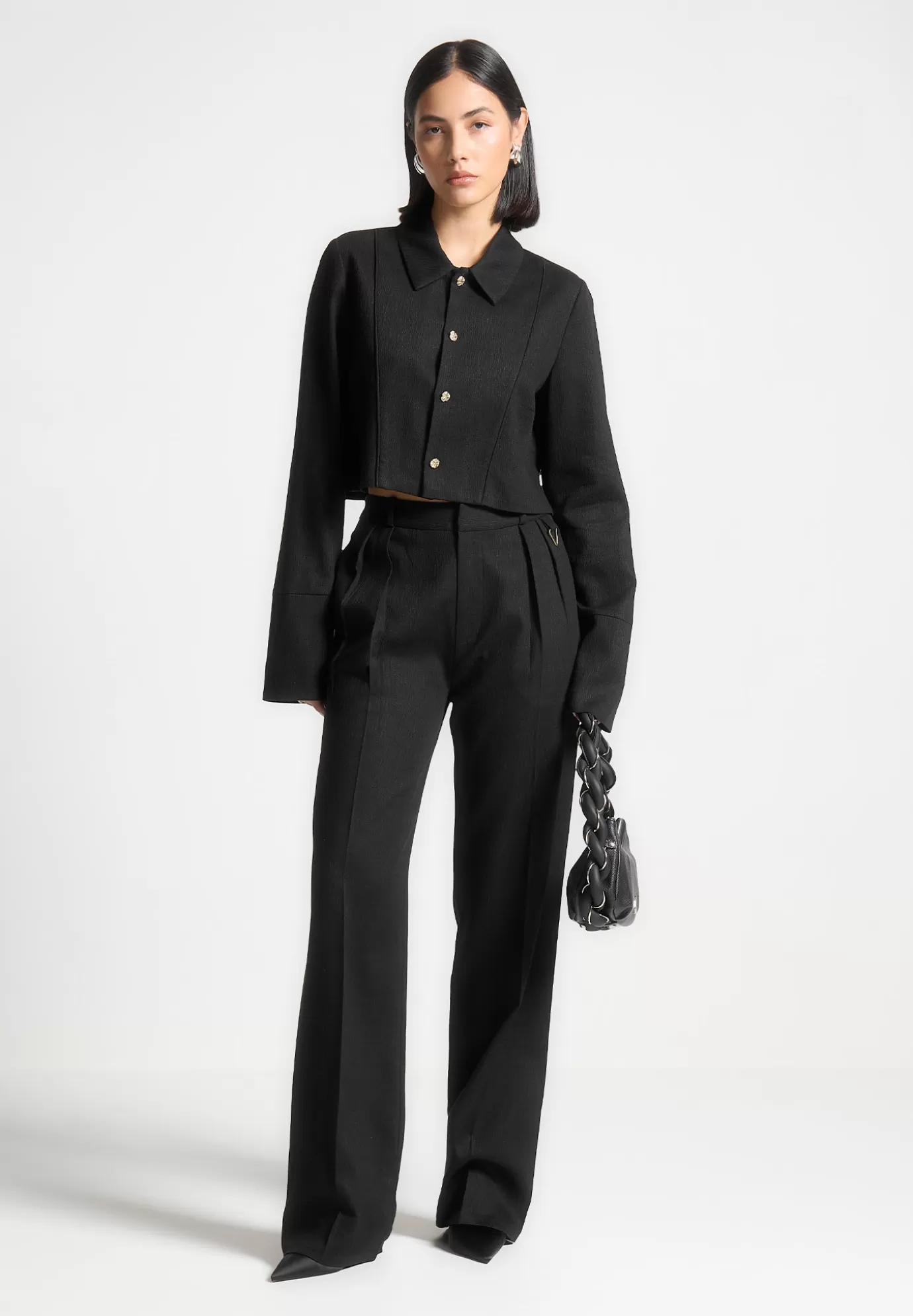 Flash Sale Linen Pintuck Cropped Shirt - Suits