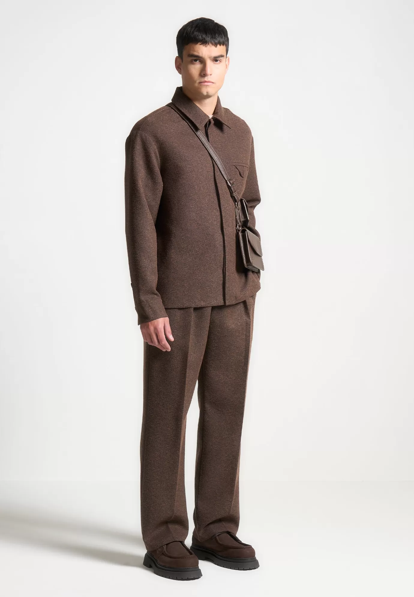 Outlet Melange Tailored Shirt with Triangle Pocket - Formal Co-ords