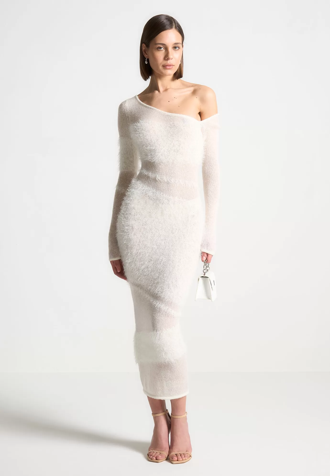 Cheap Off Shoulder Knitted Maxi Dress - Off Knitwear