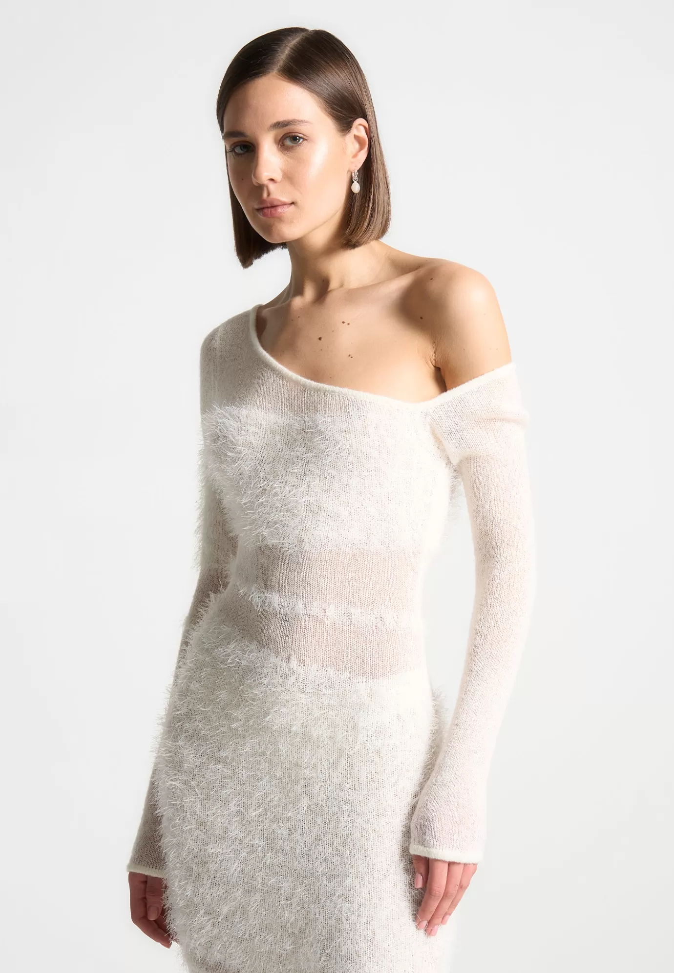 Cheap Off Shoulder Knitted Maxi Dress - Off Knitwear