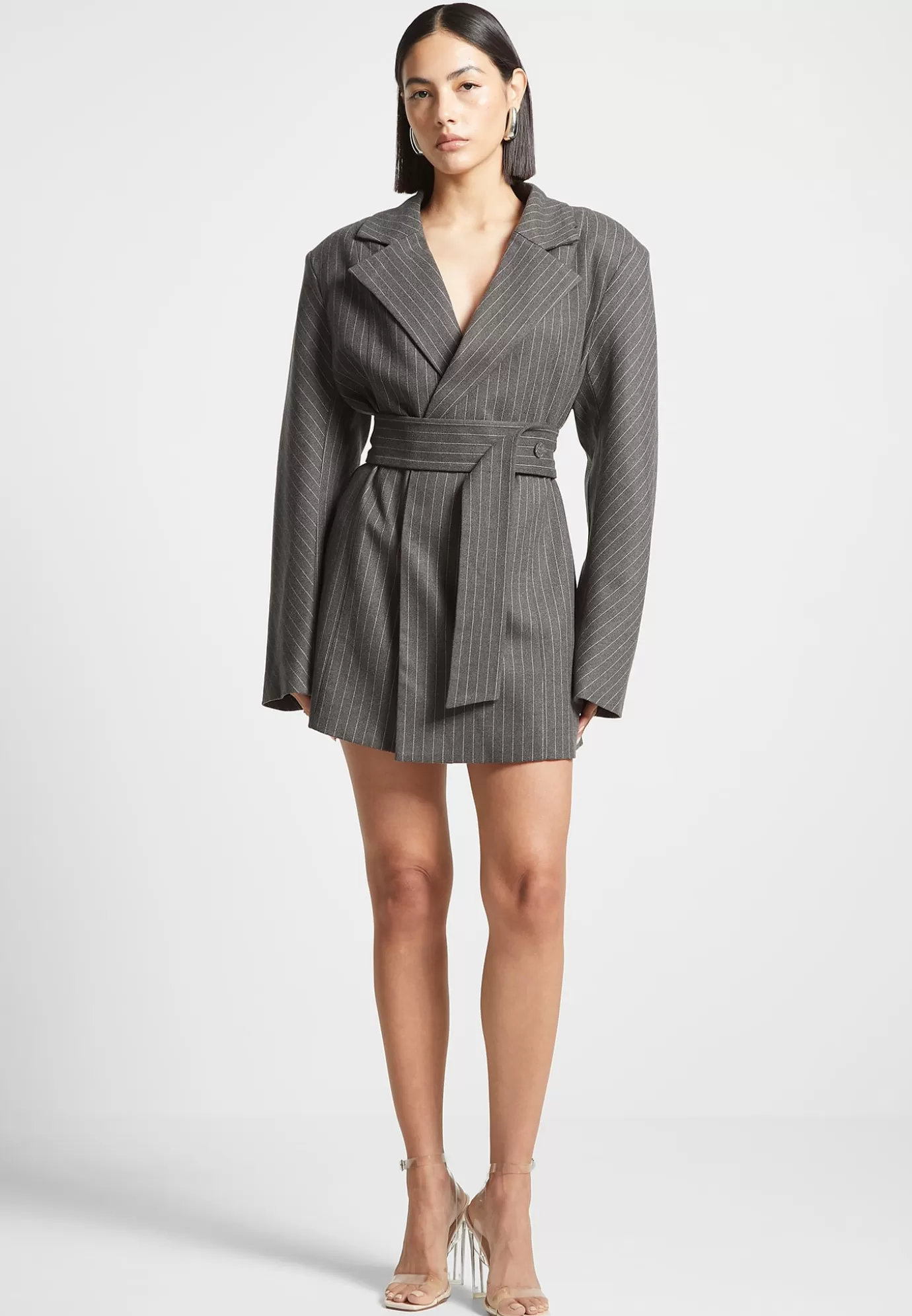 Sale Oversized Pinstripe Blazer Dress - Dresses