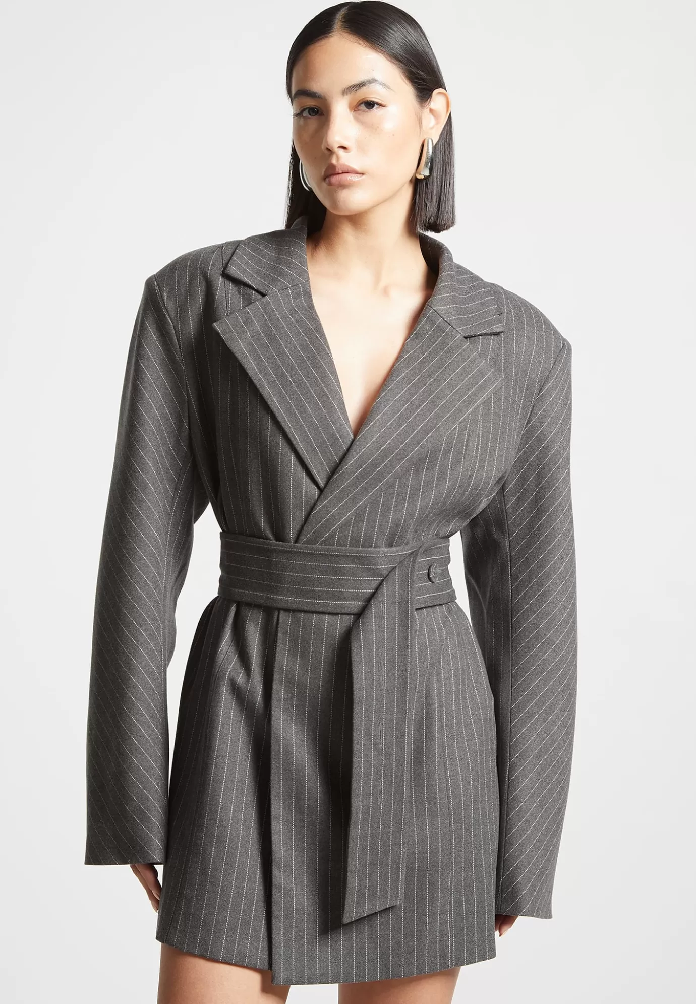 Sale Oversized Pinstripe Blazer Dress - Dresses