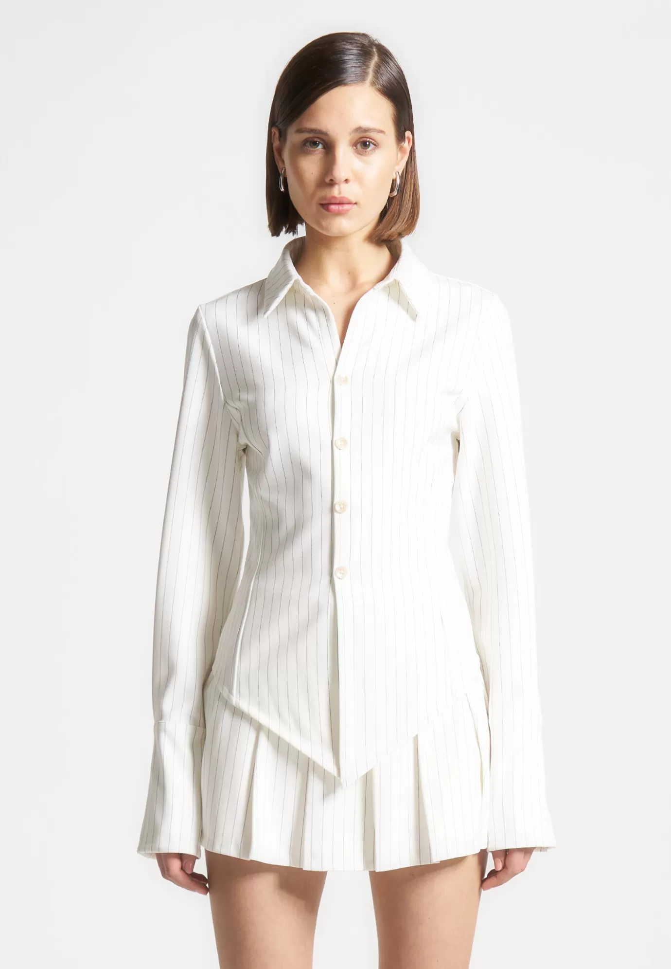 Fashion Pinstripe Angled Shirt - Matching Sets