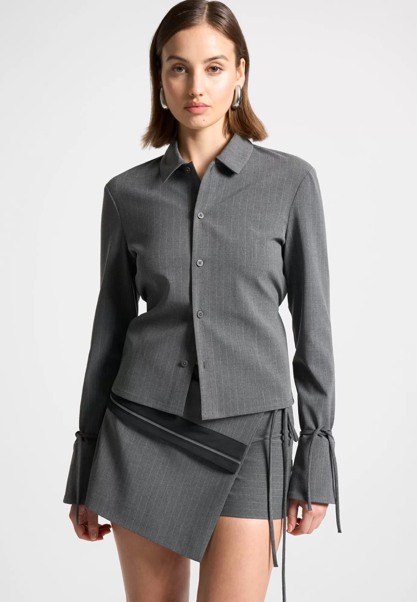 Hot Pinstripe Cinch Tailored Shirt with Ties - Matching Sets