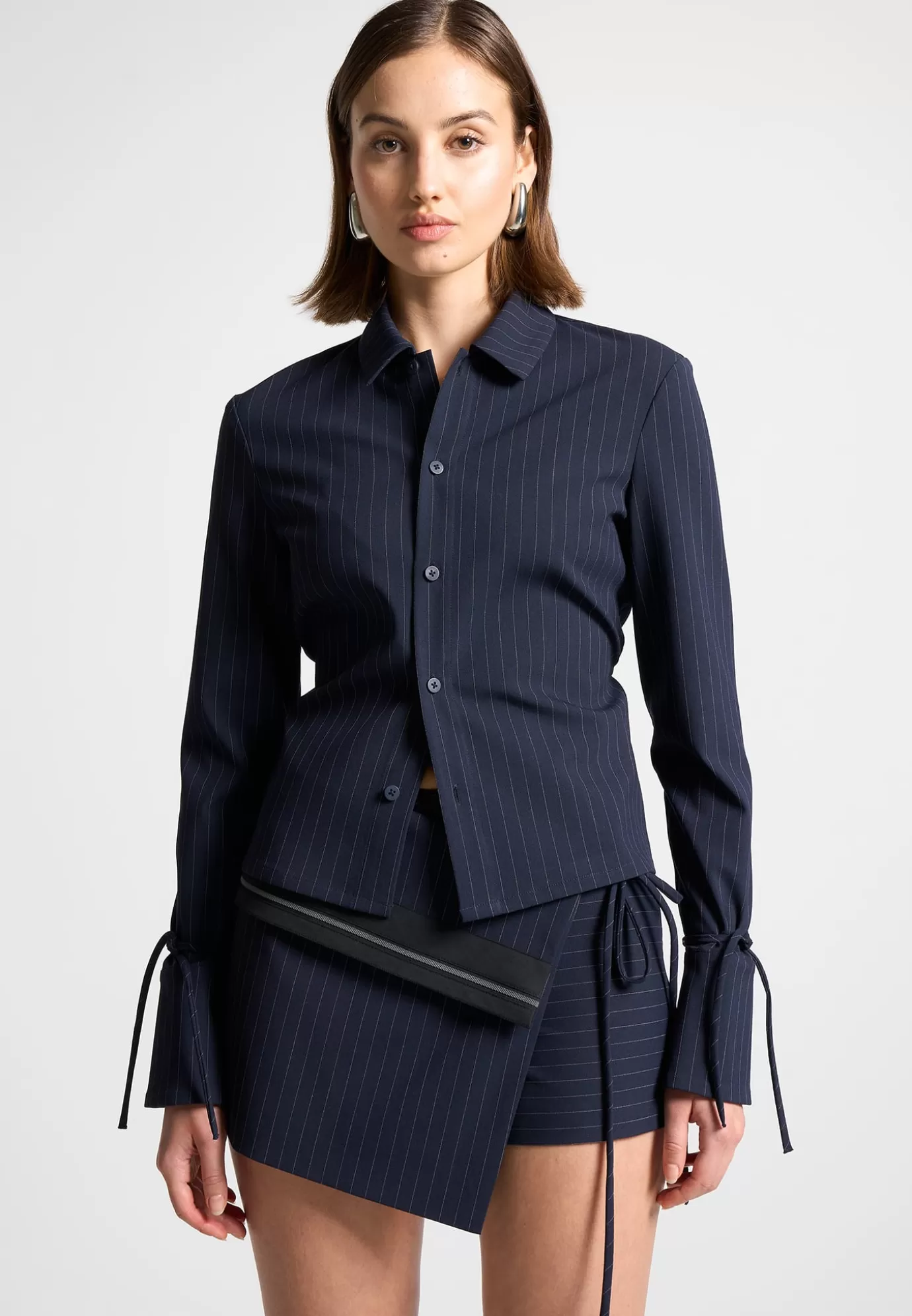 Sale Pinstripe Cinch Tailored Shirt with Ties - Matching Sets