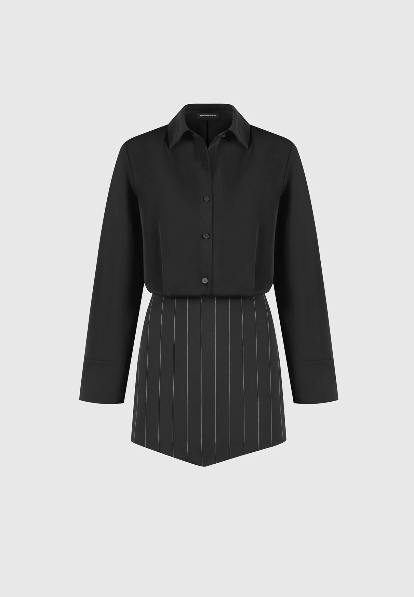 Fashion Pinstripe Skirt Shirt Dress - Dresses