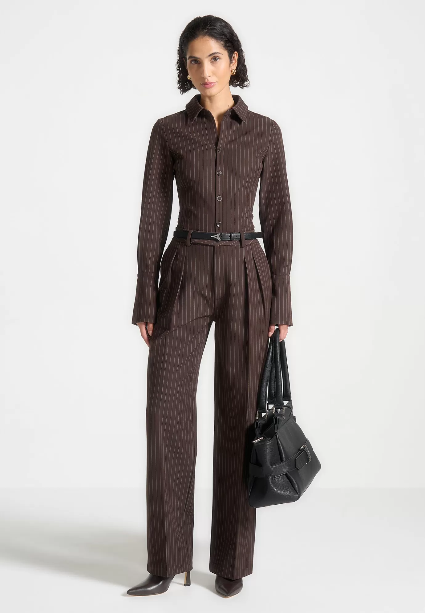 Online Pinstripe Twin Pleat Tailored Trousers - Suits