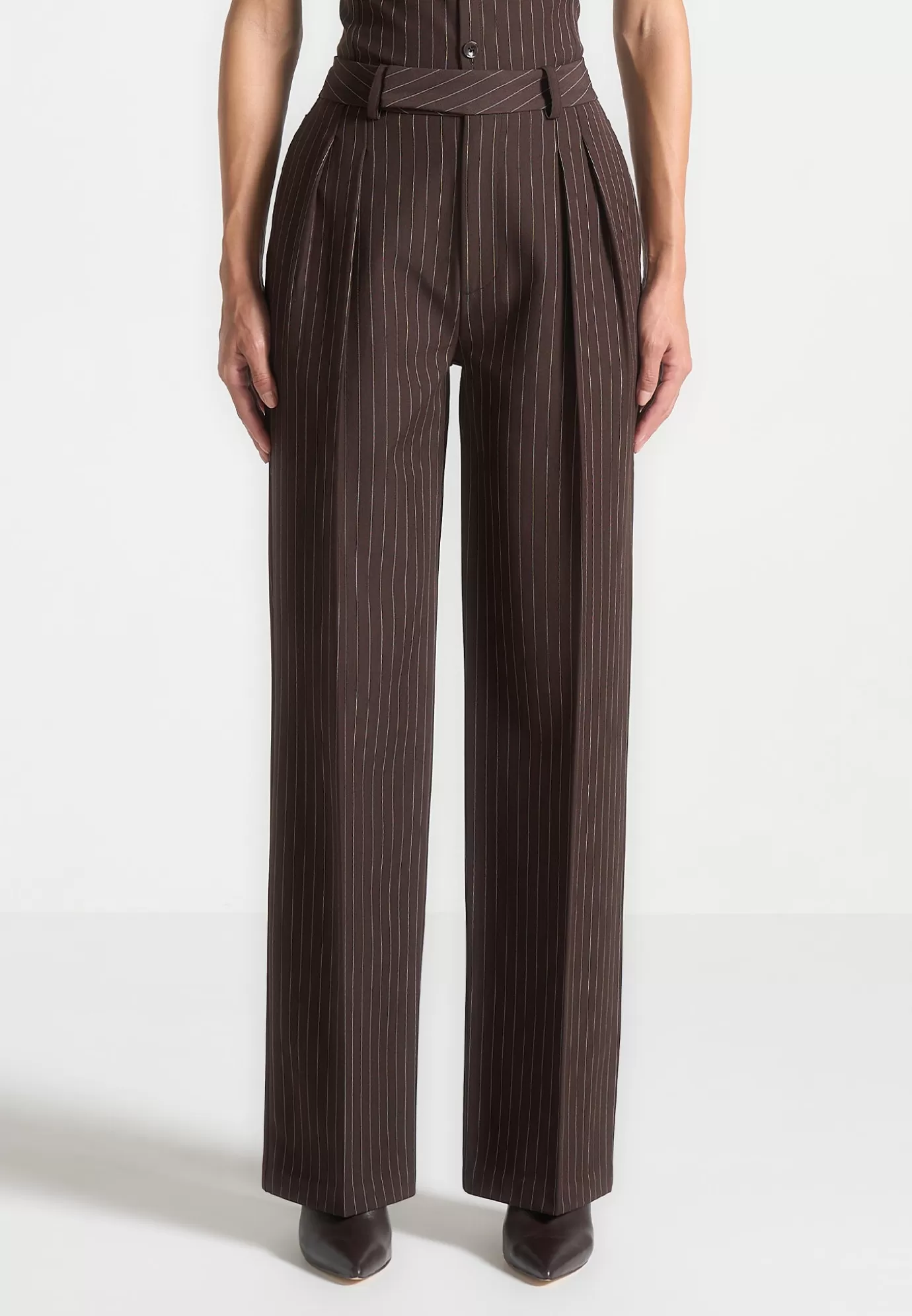 Online Pinstripe Twin Pleat Tailored Trousers - Suits