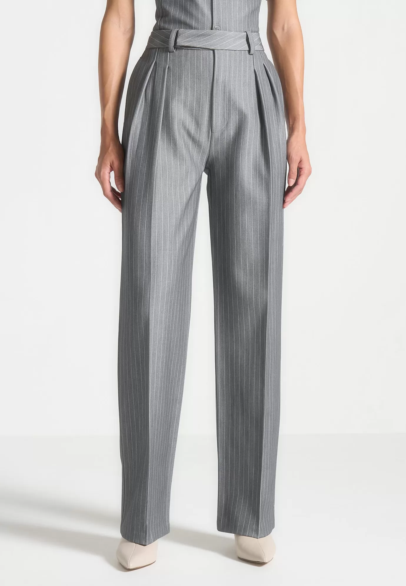 Discount Pinstripe Twin Pleat Tailored Trousers - Suits