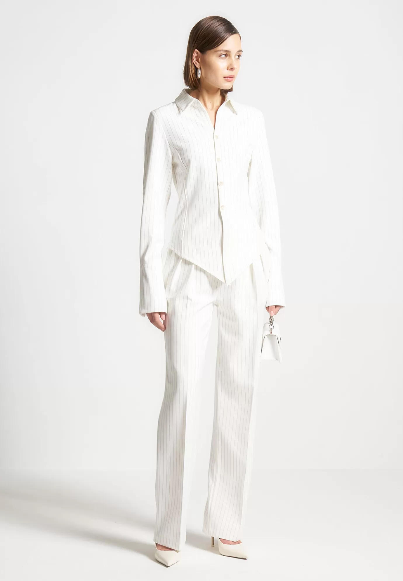 Shop Pinstripe Twin Pleat Tailored Trousers - Suits