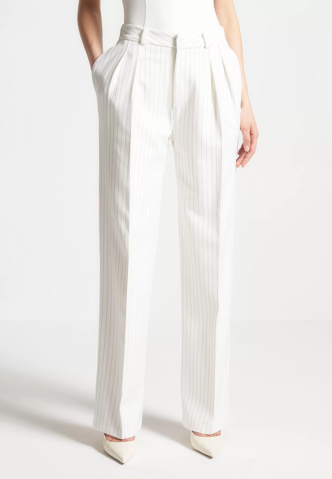 Shop Pinstripe Twin Pleat Tailored Trousers - Suits