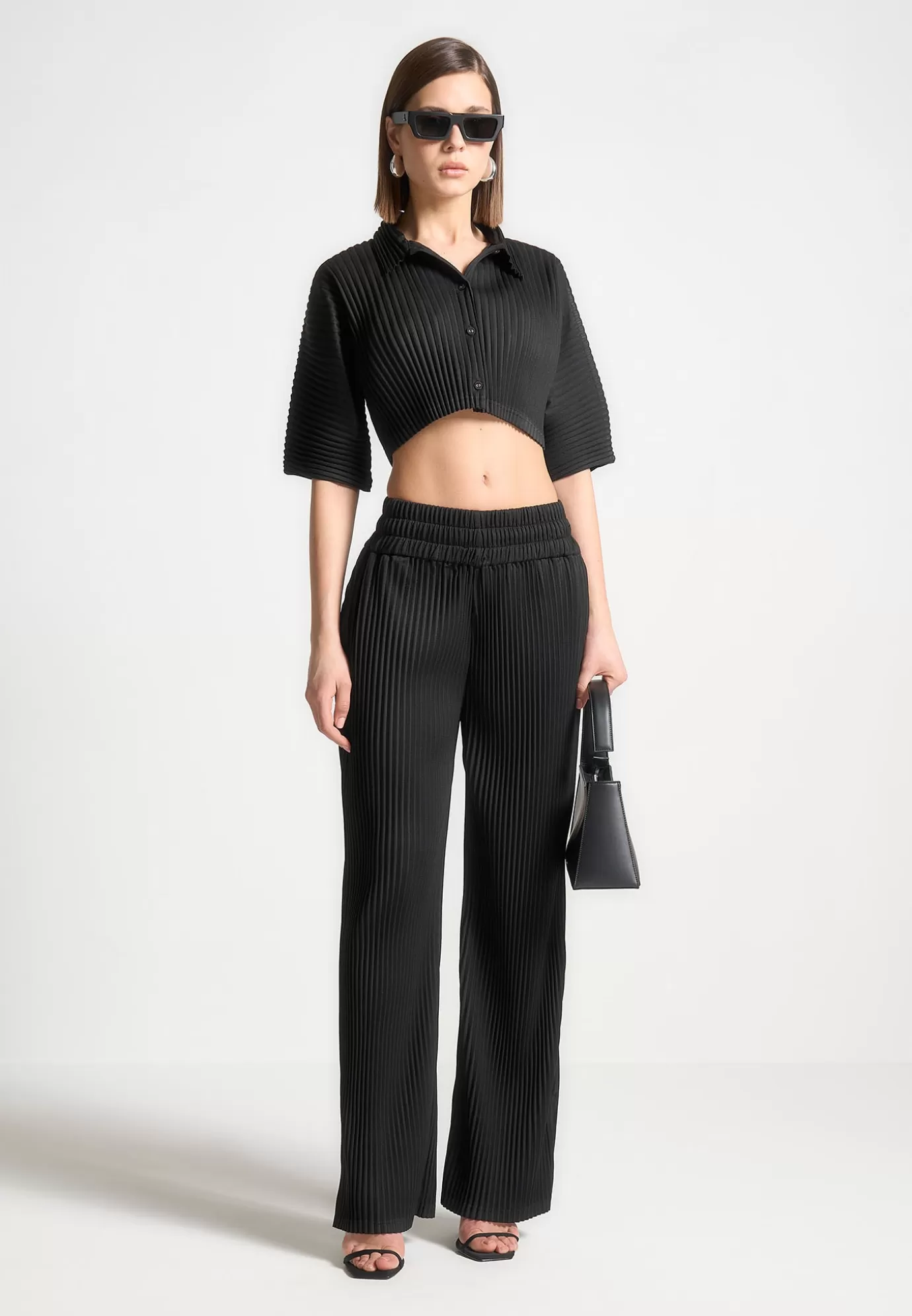 Store Pleated Cropped Shirt - Matching Sets