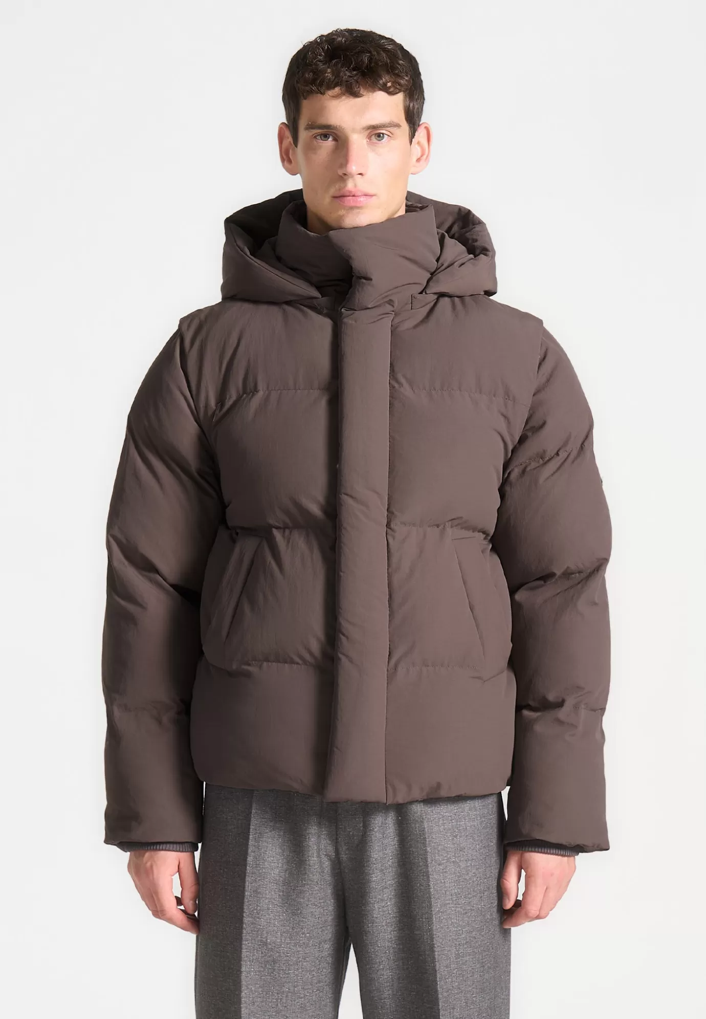 New Puffer Jacket With Removable Sleeves - Outerwear