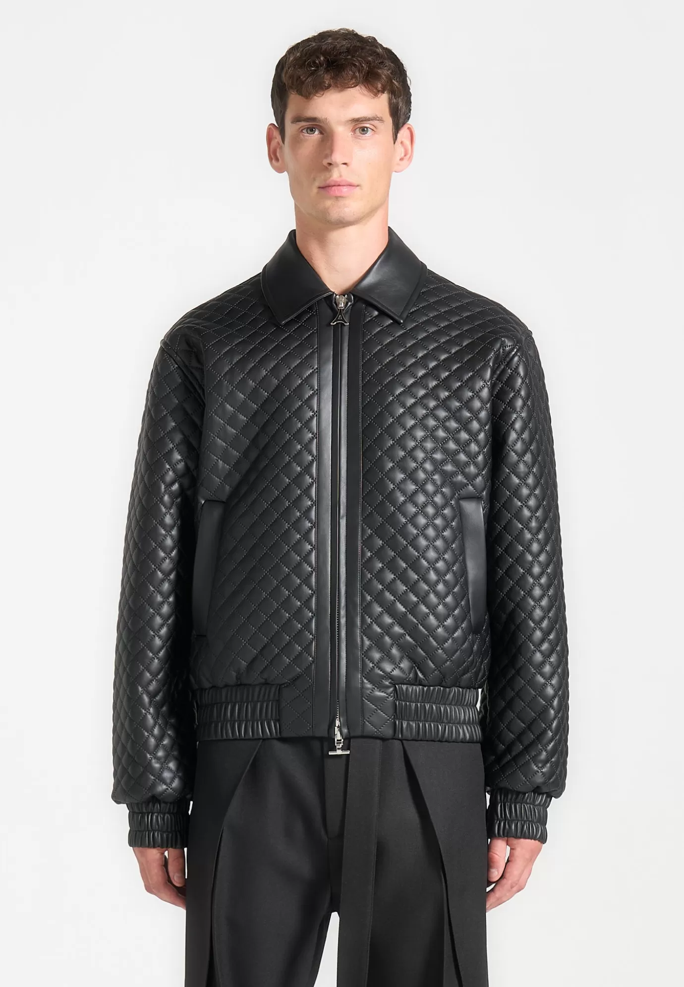 Online Quilted Leather Varsity Jacket - Jackets