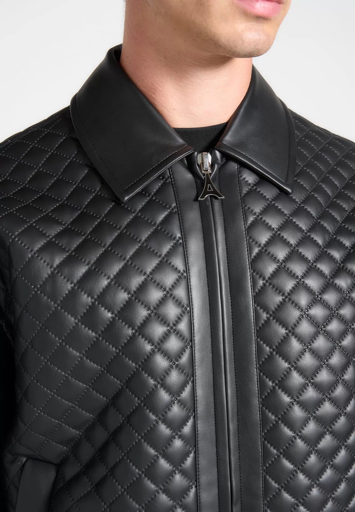 Online Quilted Leather Varsity Jacket - Jackets