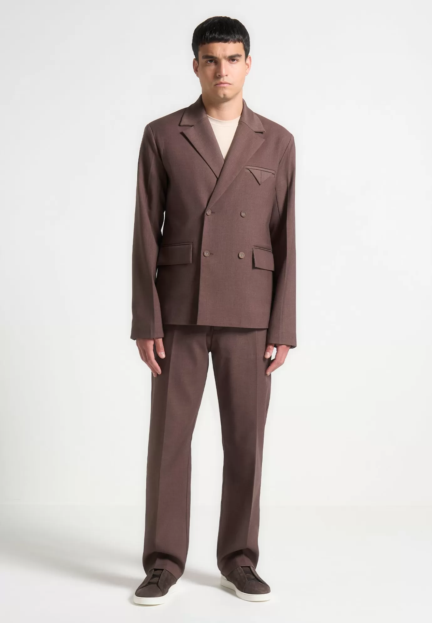 Hot Regular Fit Twill Pleated Tailored Trousers - Suits