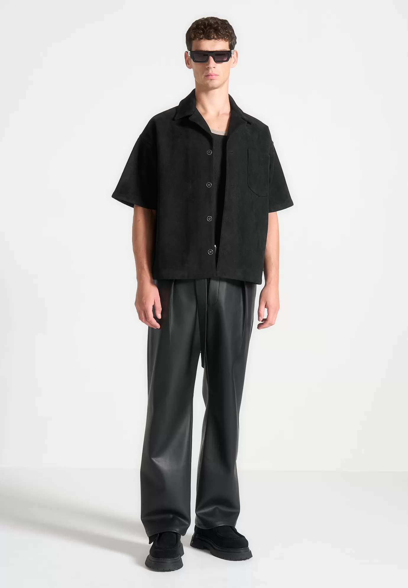 Cheap Relaxed Fit Leather Pleated Trouser - Formal Trousers