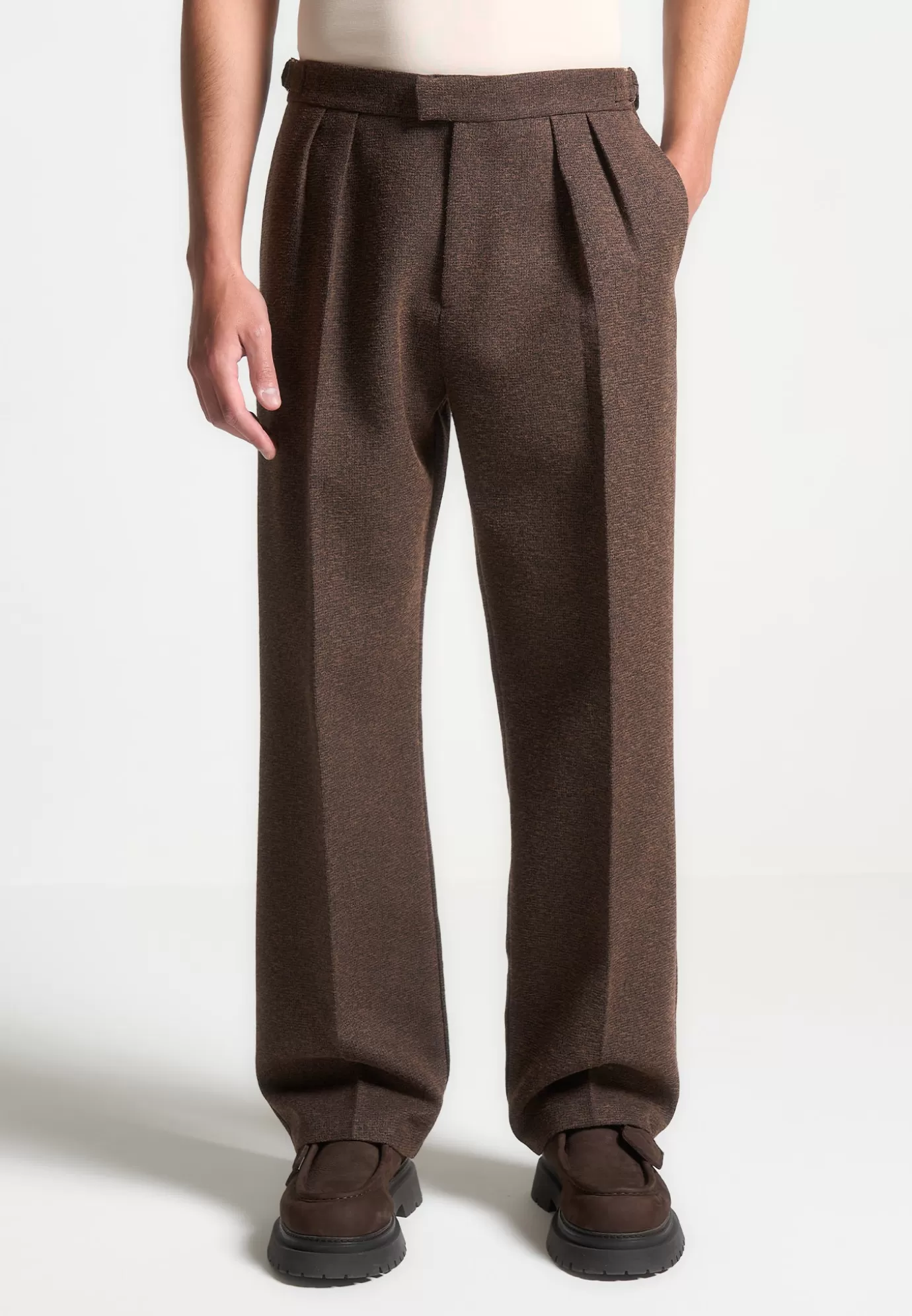 Store Relaxed Fit Melange Twin Pleat Tailored Trousers - Formal Co-ords