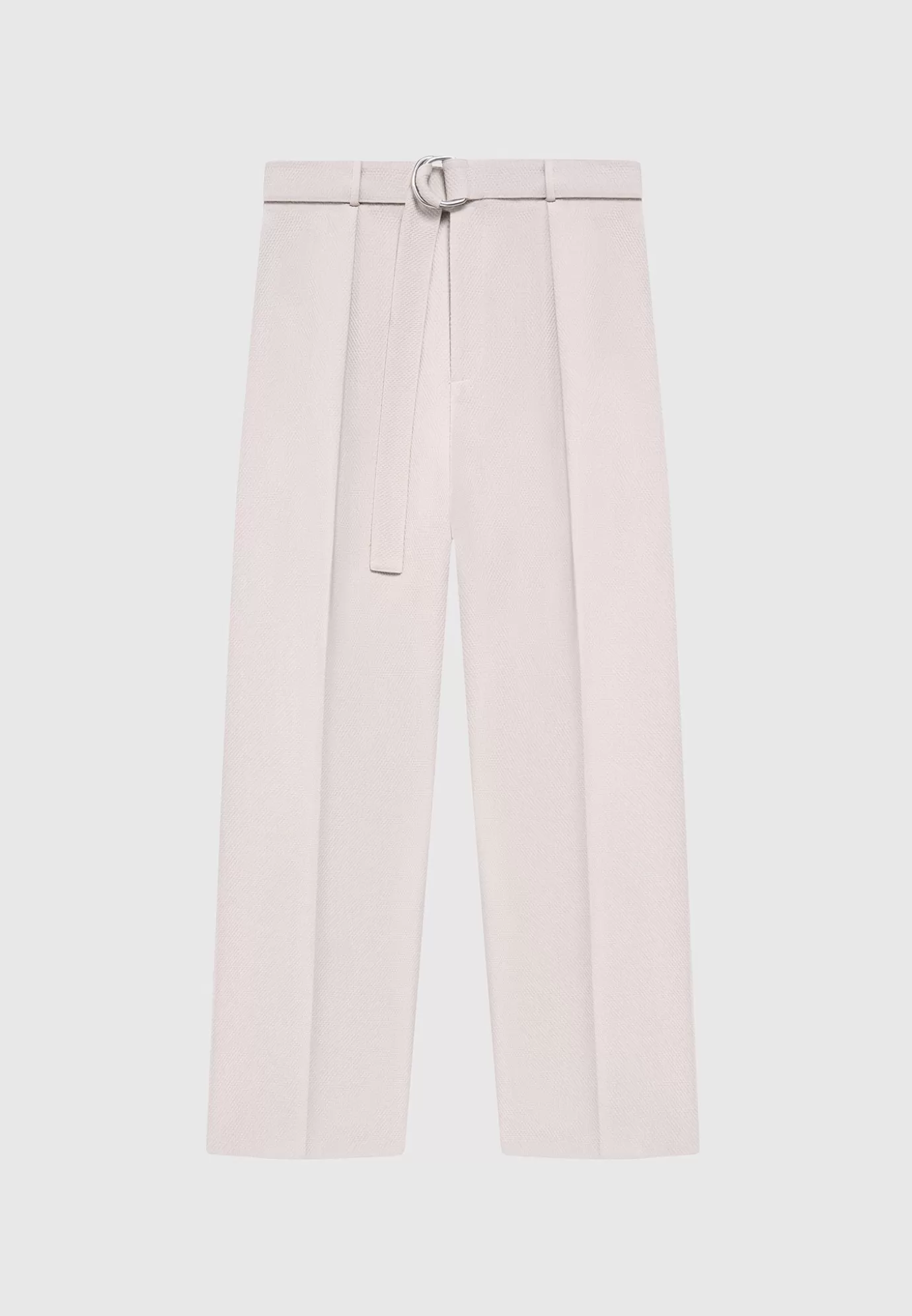 Cheap Relaxed Fit Textured Belted Tailored Trousers - Formal Co-ords