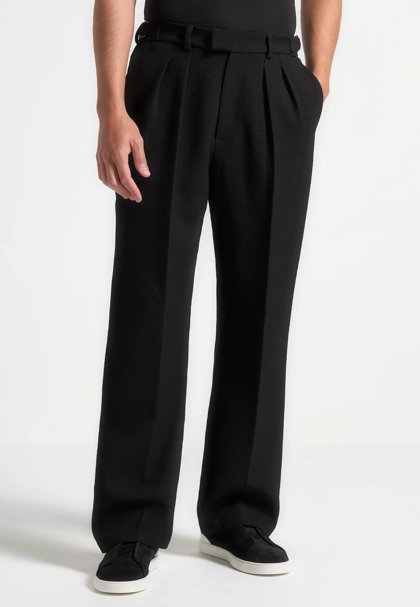 Cheap Relaxed Fit Textured Twin Pleat Tailored Trousers - Formal Co-ords