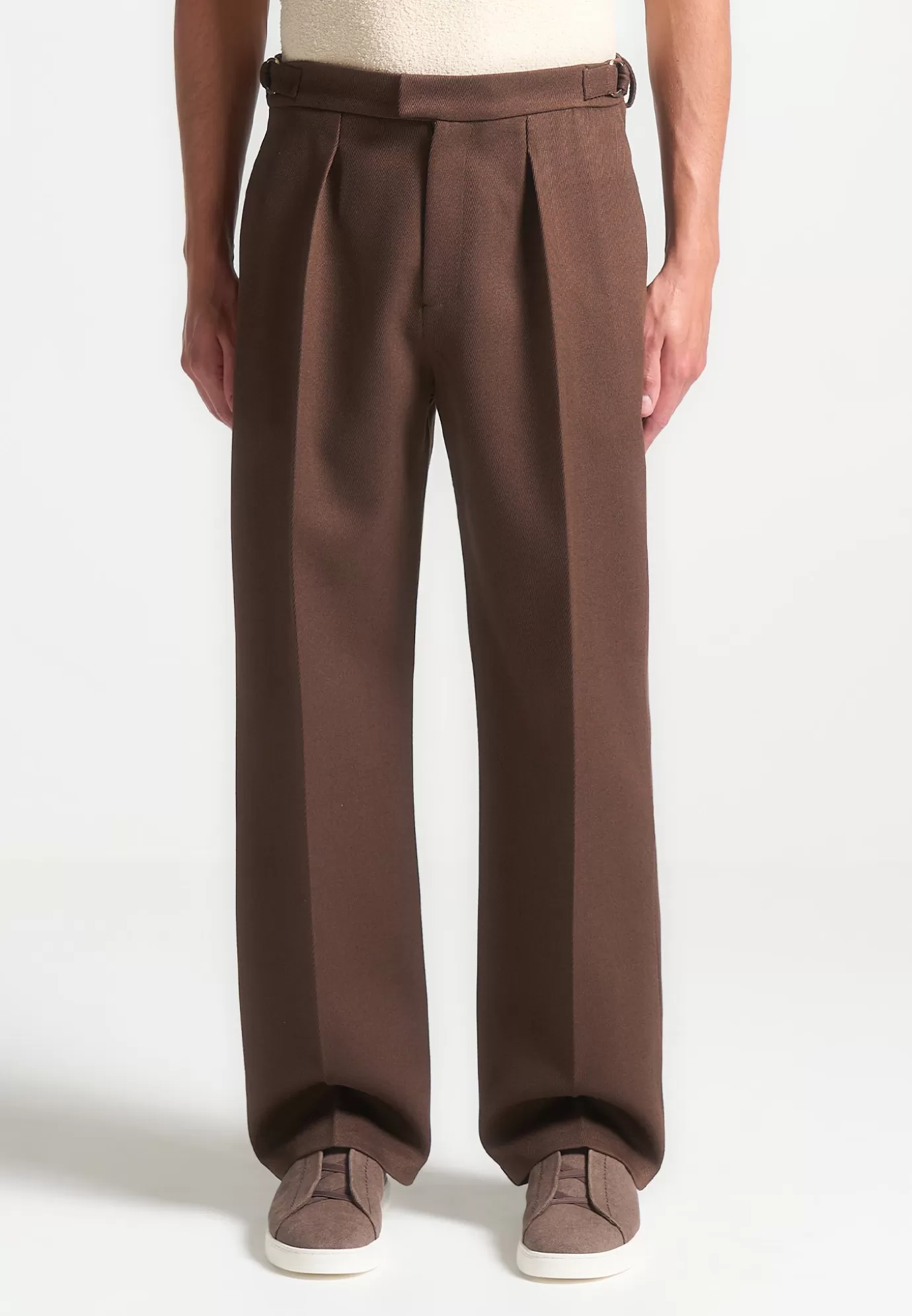 Outlet Relaxed Fit Twill Pleated Tailored Trousers - Formal Co-ords