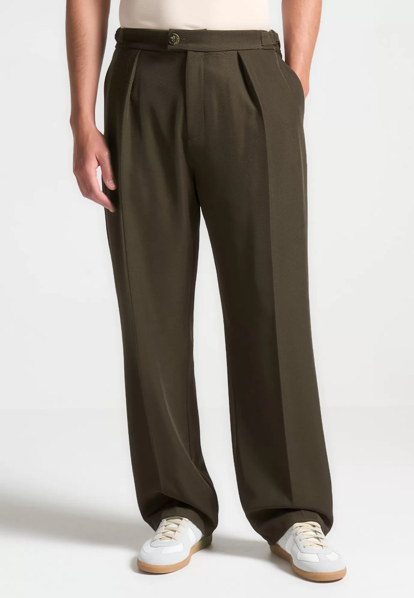 Hot Relaxed Fit Twill Pleated Tailored Trousers - Formal Co-ords