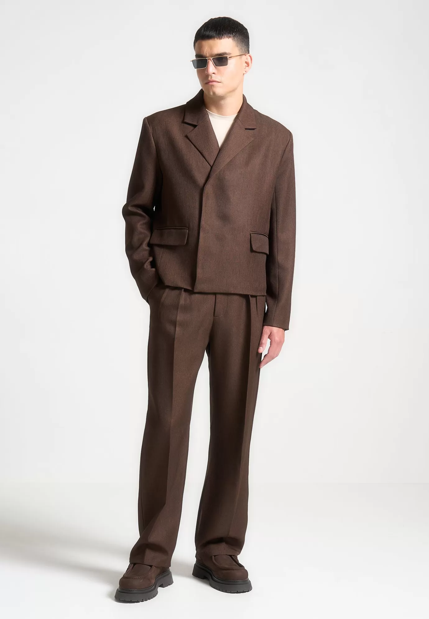 Store Relaxed Fit Twin Pleat Tailored Trousers - Suits