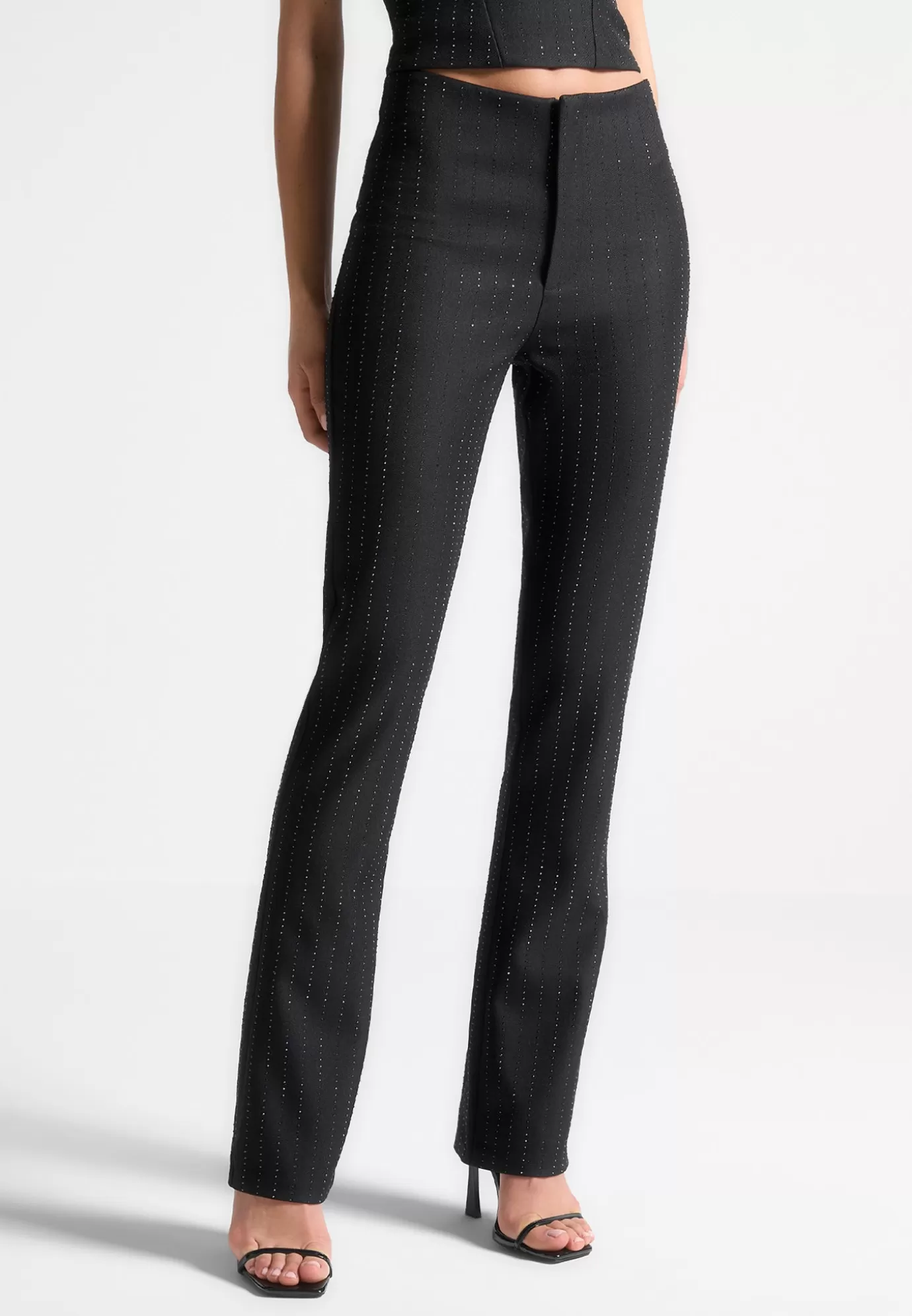 Cheap Rhinestone Tailored Straight Leg Trousers - Formal Trousers