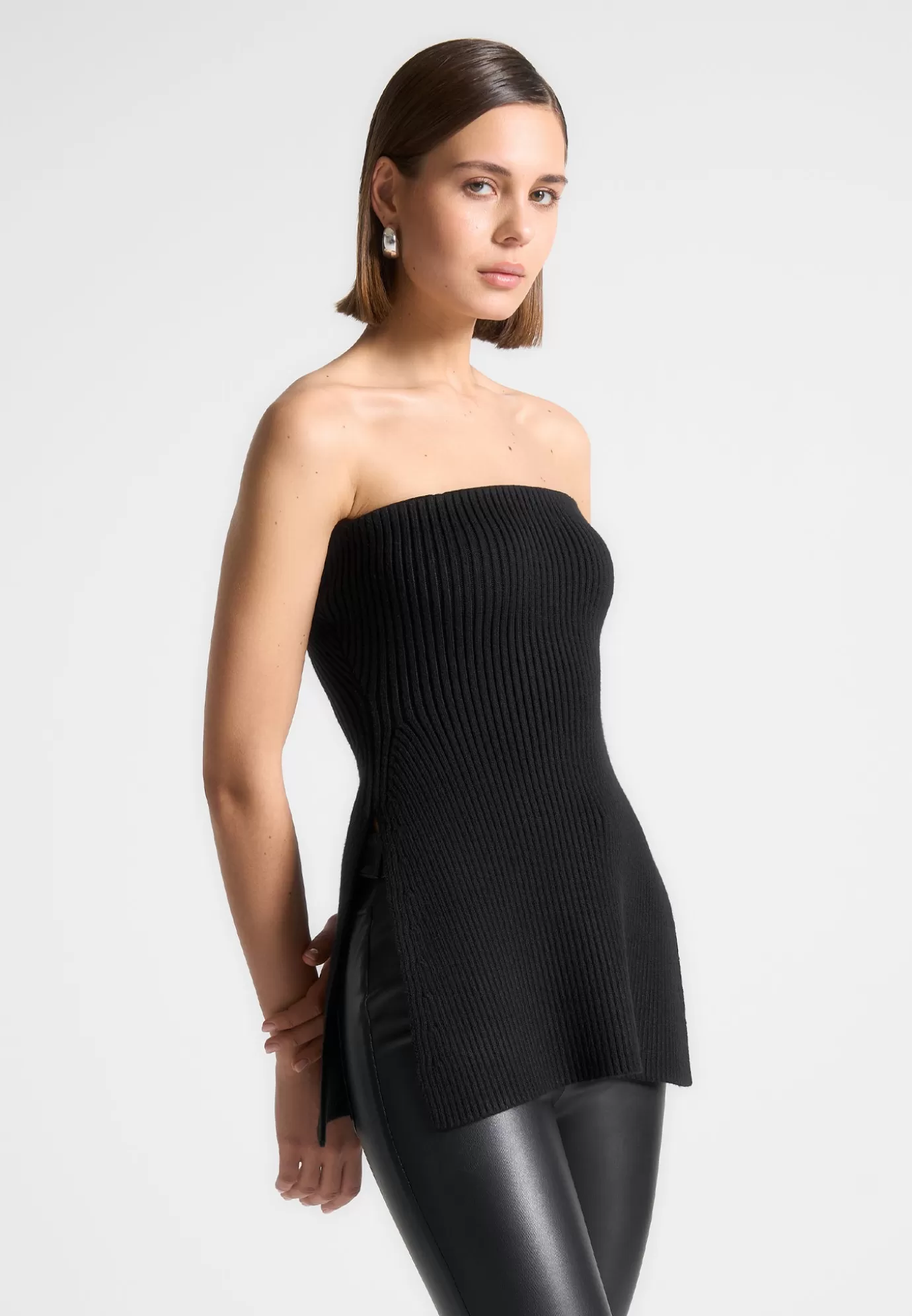 Best Rib Knit Longline Bandeau Top - Knitwear