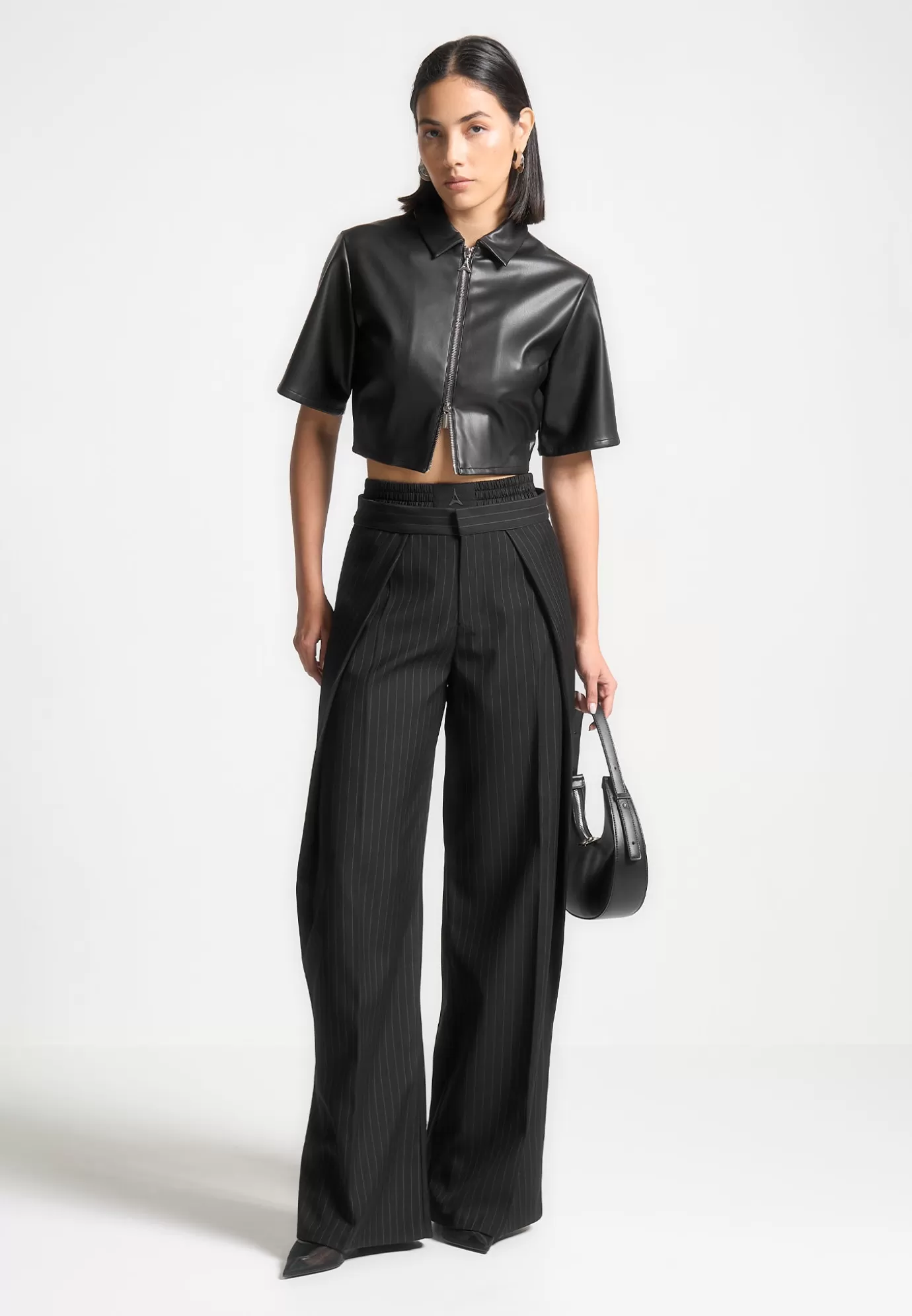 Flash Sale Satin Waistband Pinstripe Trousers - Formal Trousers