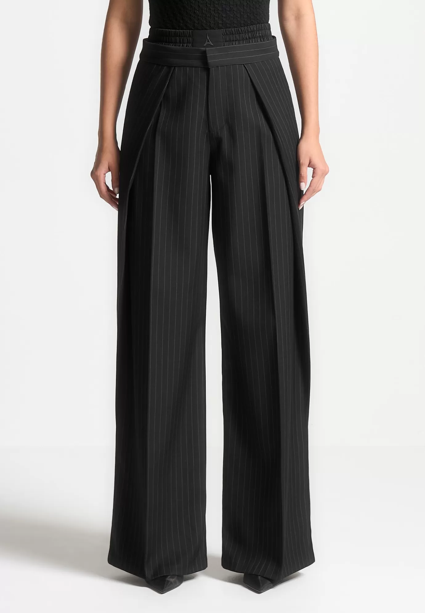 Flash Sale Satin Waistband Pinstripe Trousers - Formal Trousers