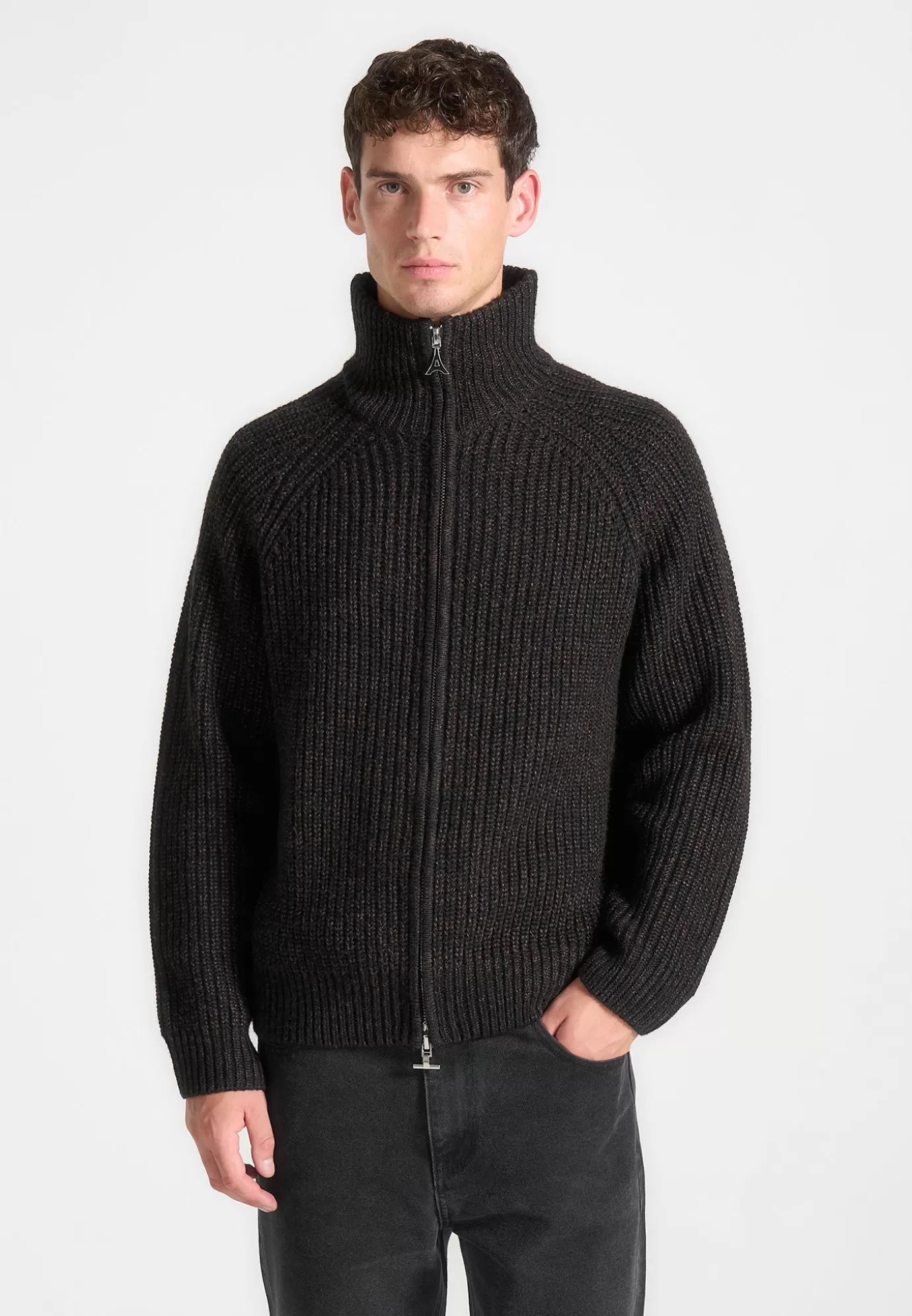 Best Sale Speckled Wool Zip Up Cardigan - Knitwear