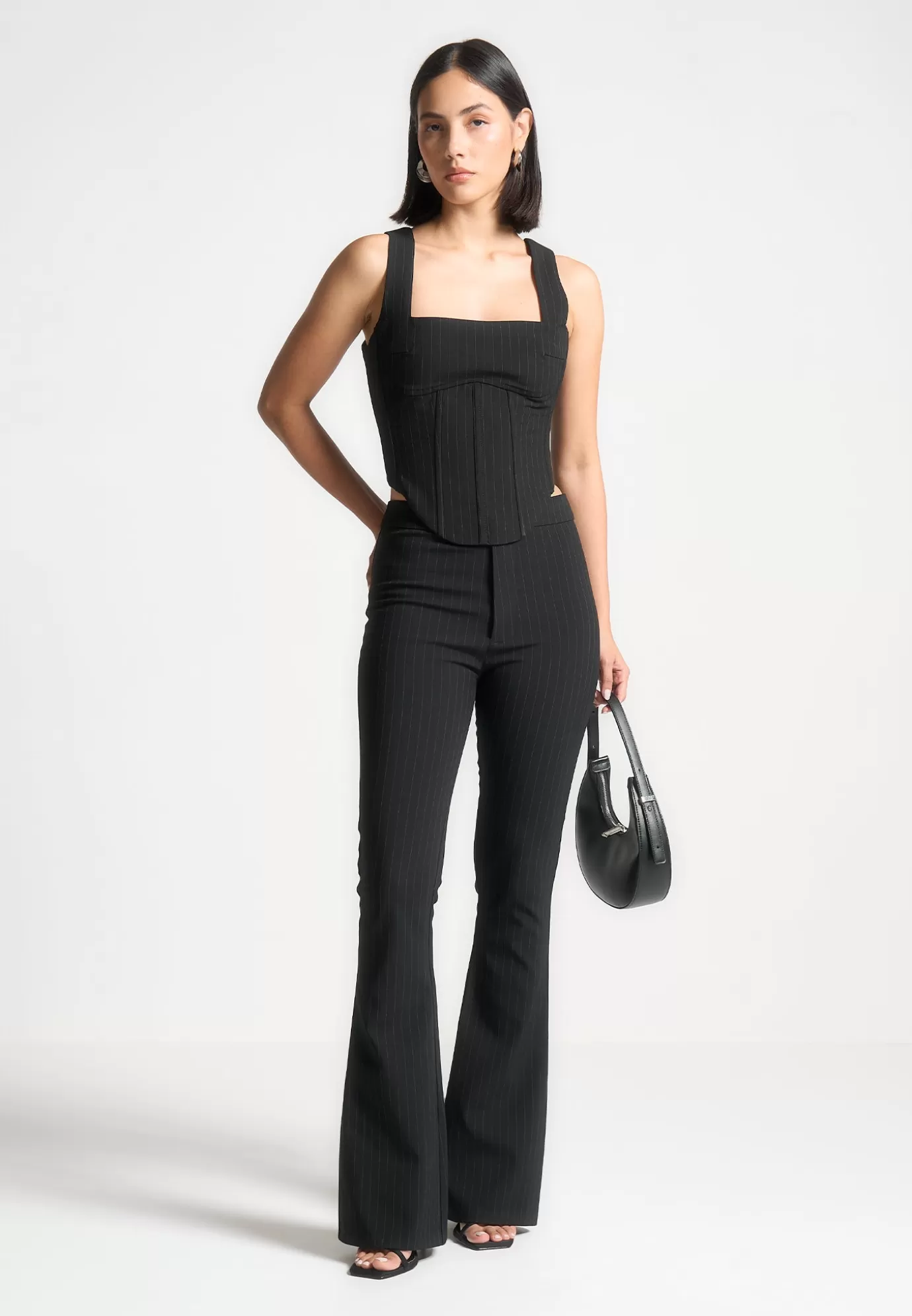 Clearance Square Neck Pinstripe Corset Top - Tops & T Shirts