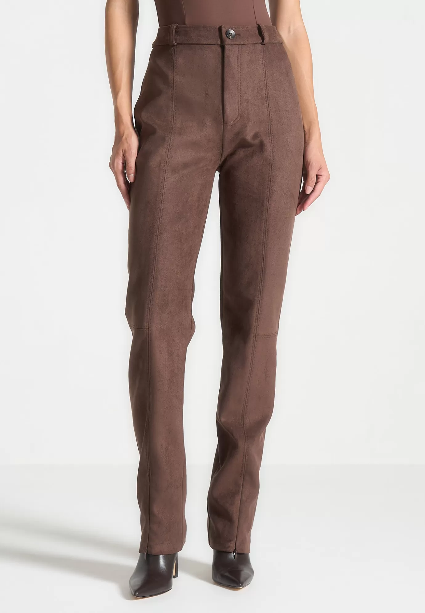 Flash Sale Suede Straight Leg Trousers - Formal Trousers