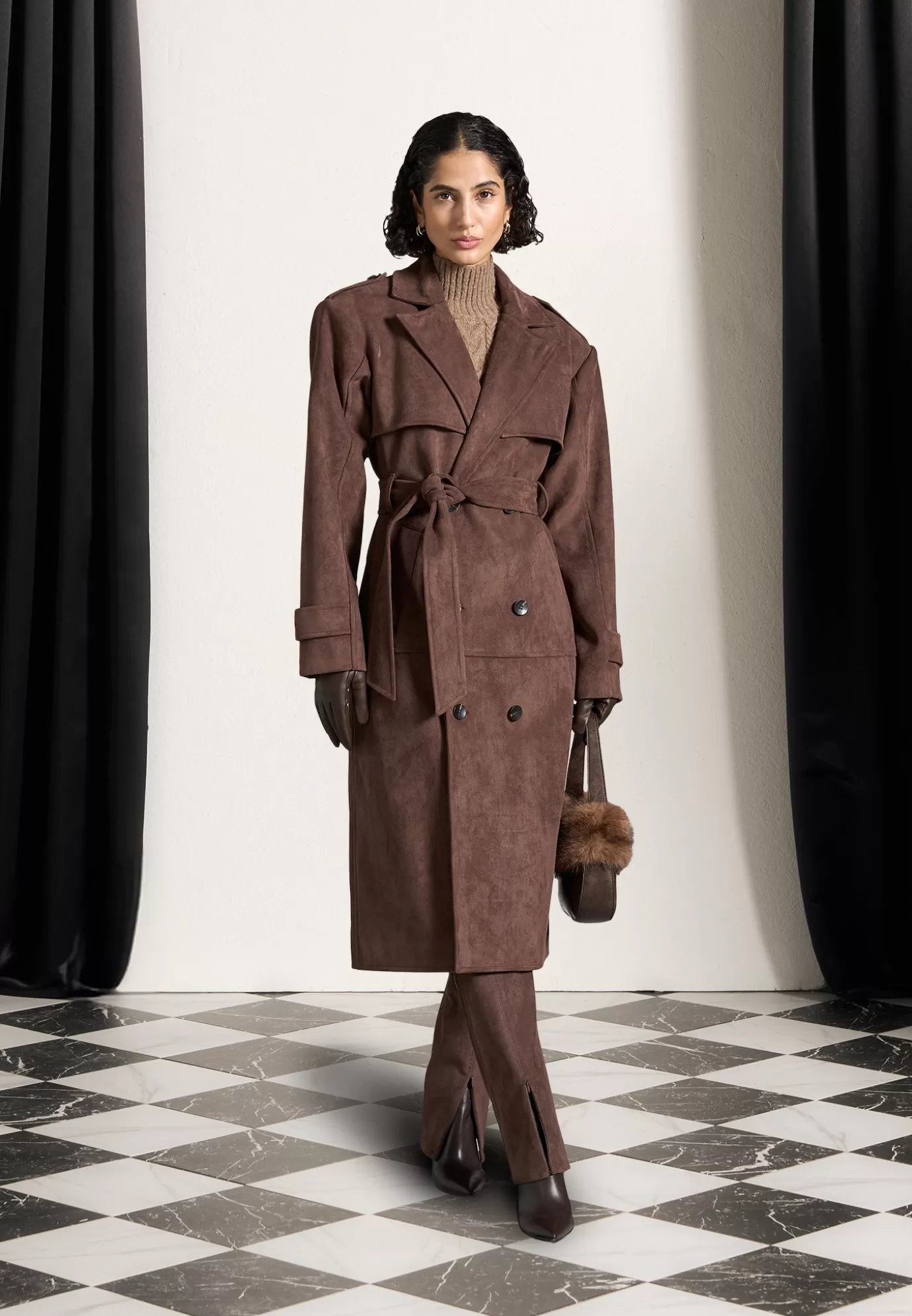 Online Suede Trench Coat - Outerwear