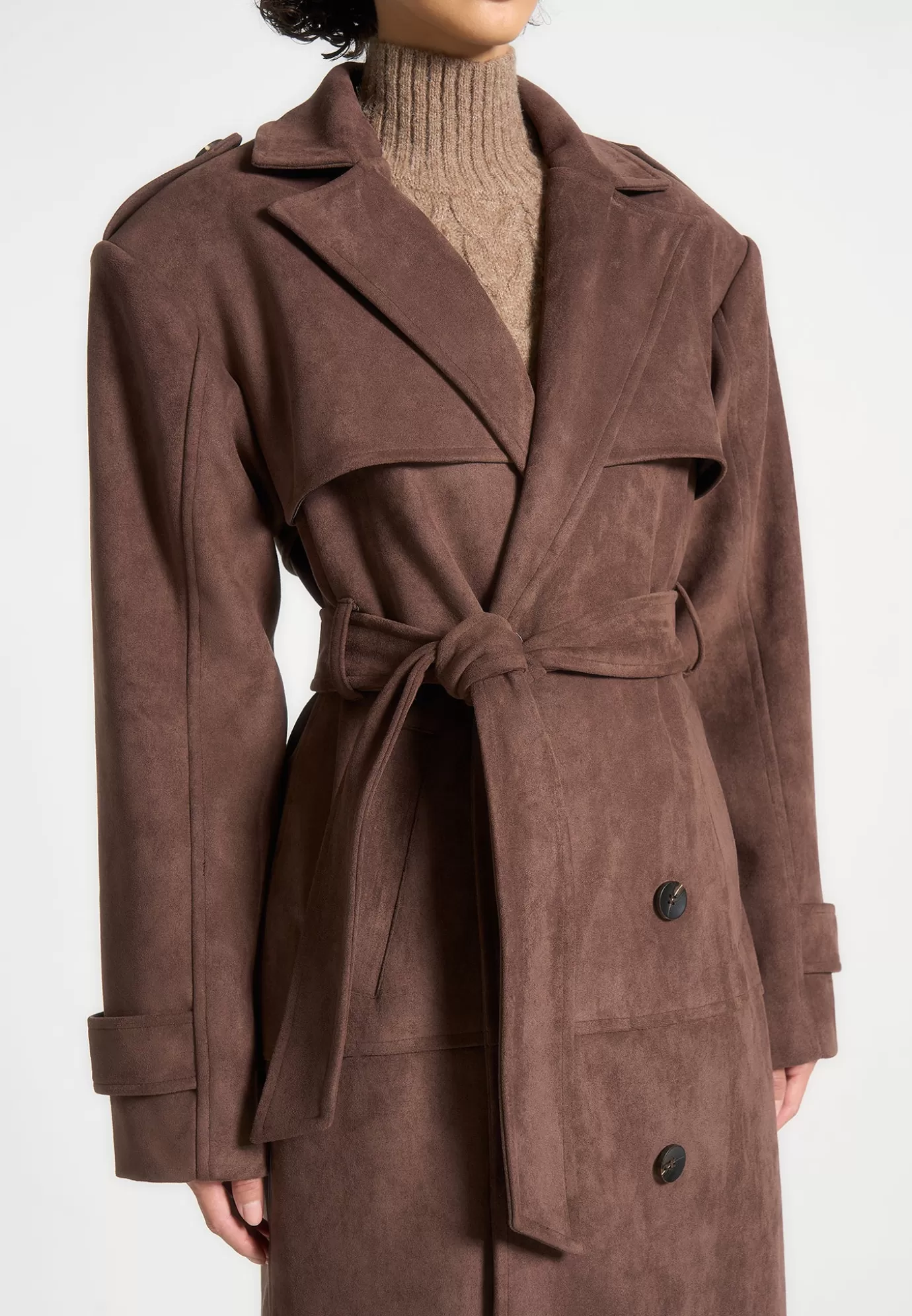 Online Suede Trench Coat - Outerwear